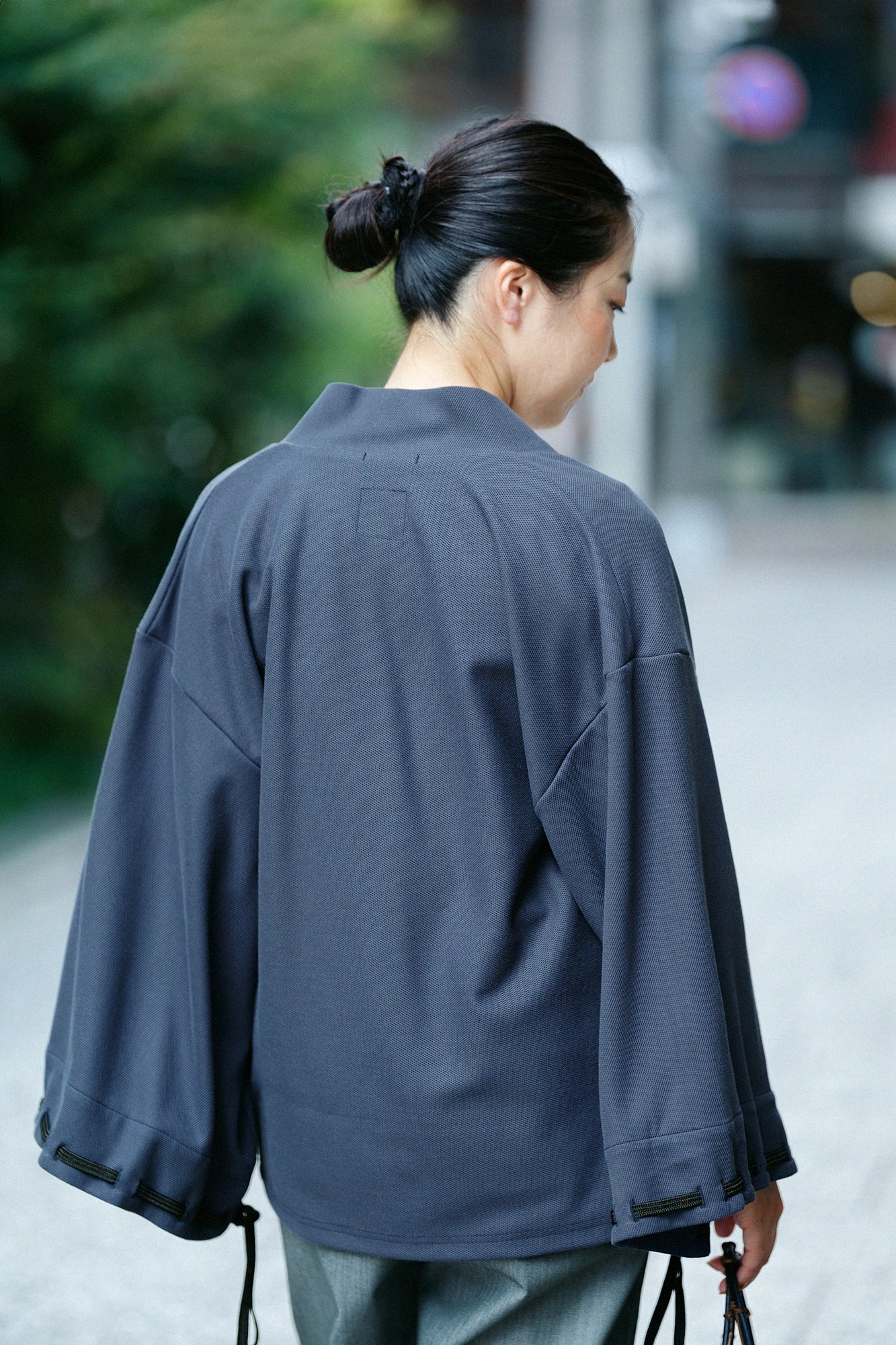Cotton×Coolmax® Honeycomb Knit Rectangular Sleeve Earl Cardigan / Dark Blue
