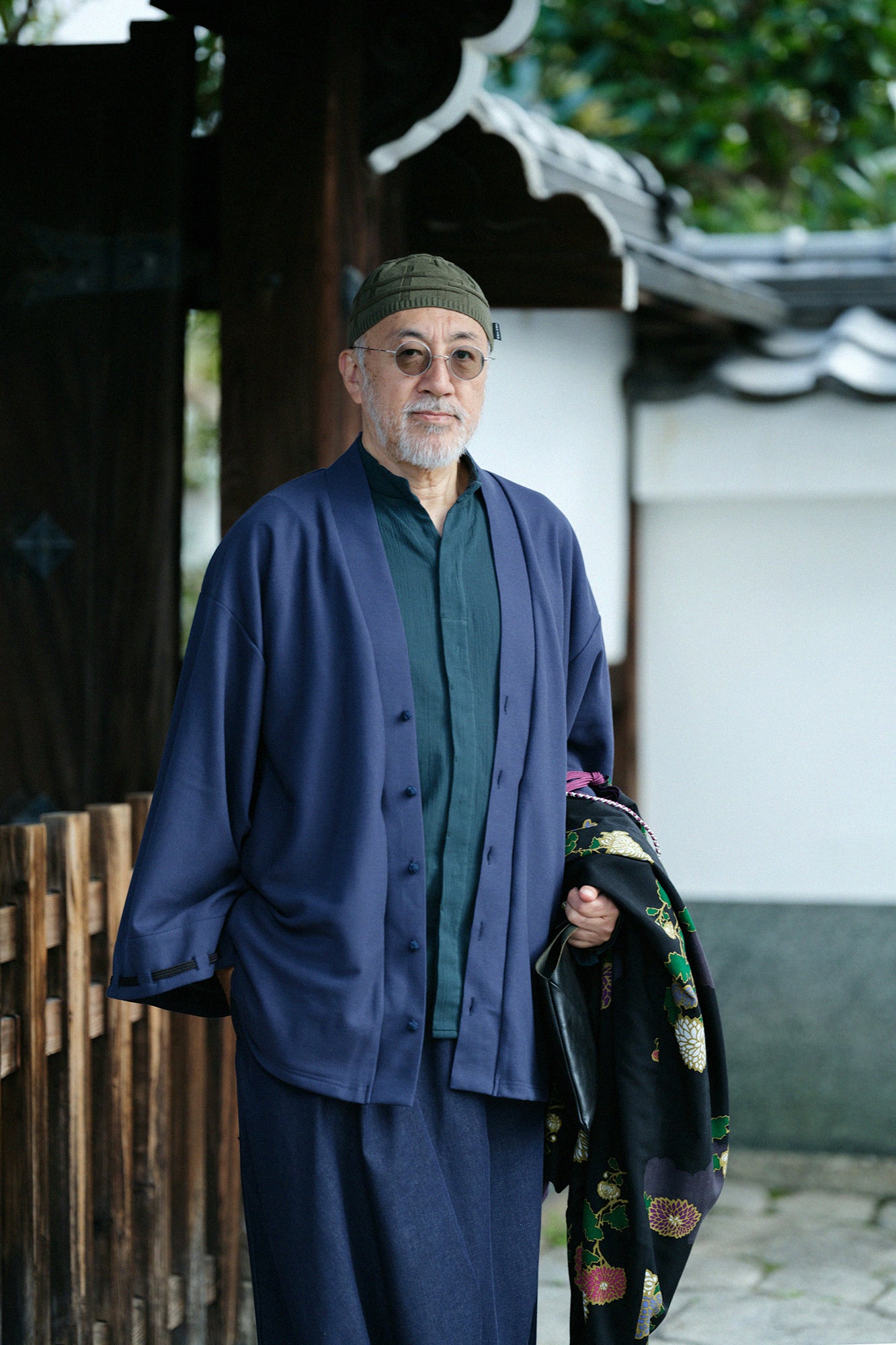 棉×Coolmax®蜂巣編 伯爵外套宫中袖／深藍色