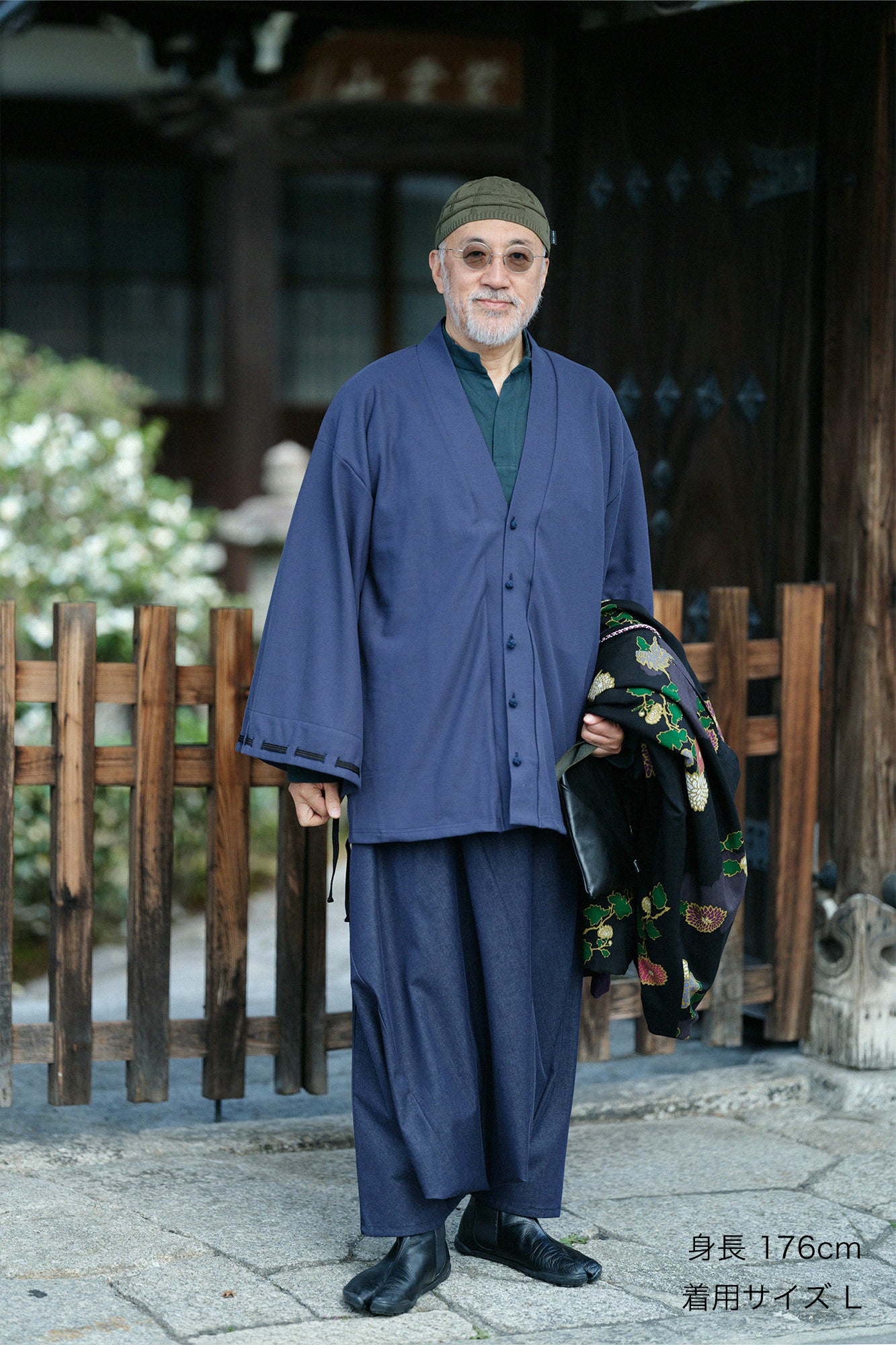 棉×Coolmax®蜂巣編 伯爵外套宫中袖／深藍色