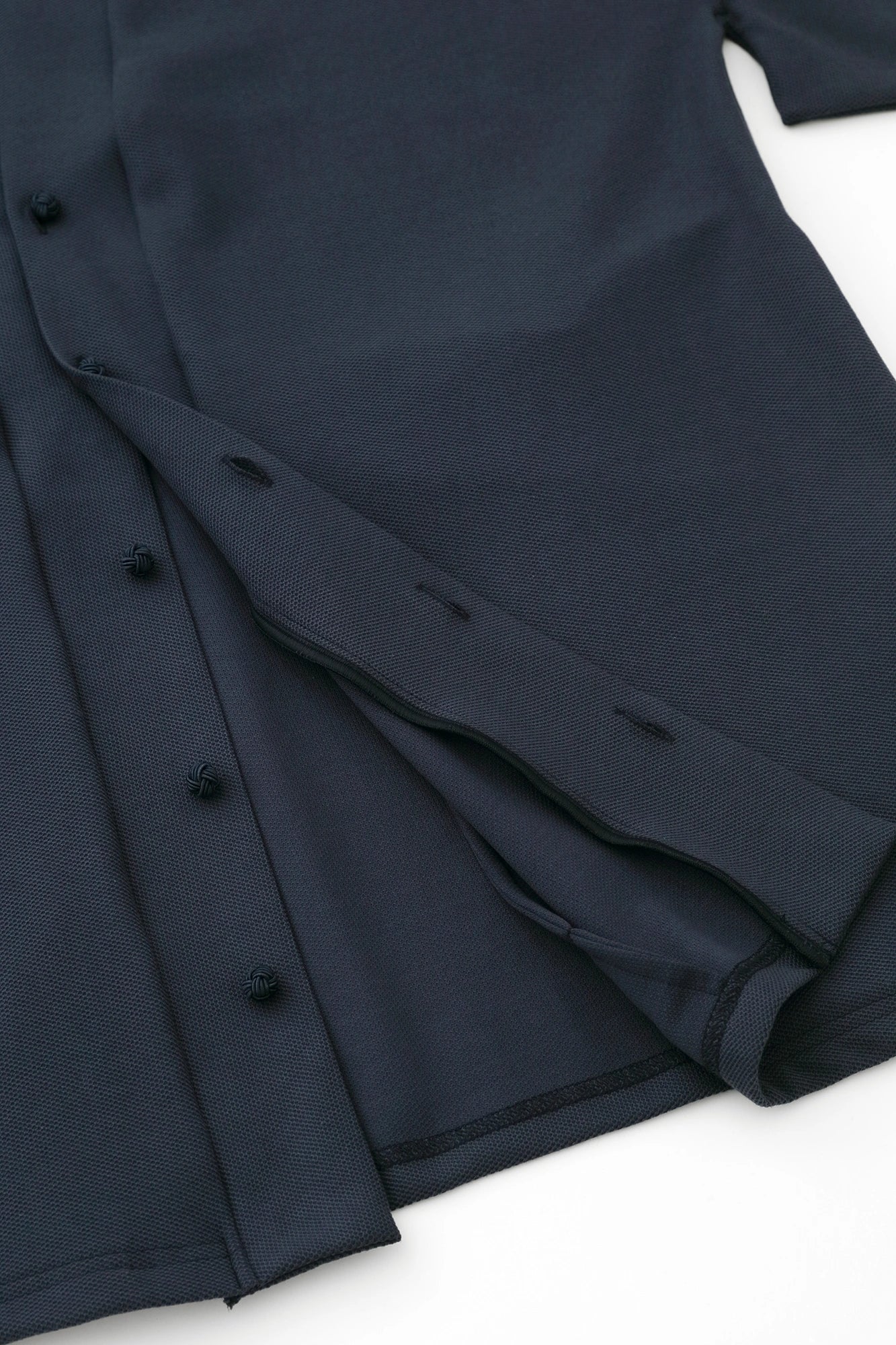 Cotton×Coolmax® Honeycomb Knit Rectangular Sleeve Earl Cardigan / Dark Blue