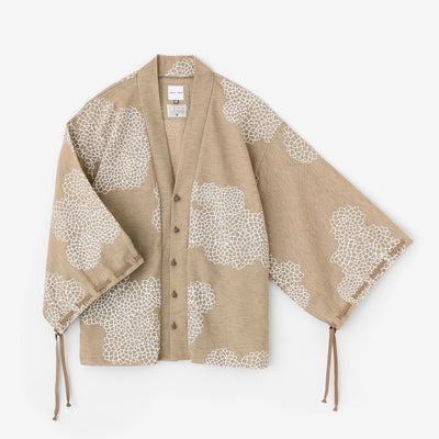 Cotton×Coolmax® Honeycomb Knit Rectangular Sleeve Earl Cardigan / Chrysanthemum in Clouds Beige