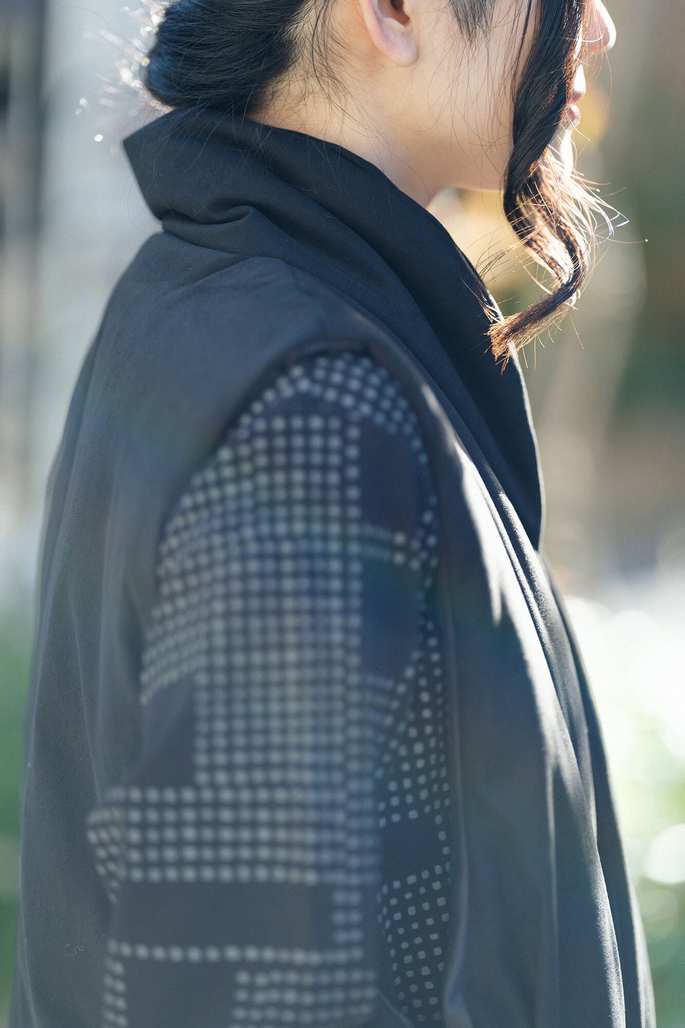 【net限定】フェイクヌバック 長陣羽織（ながしんばおり） 中綿袷（なかわたあわせ）／濡羽色（ぬればいろ）