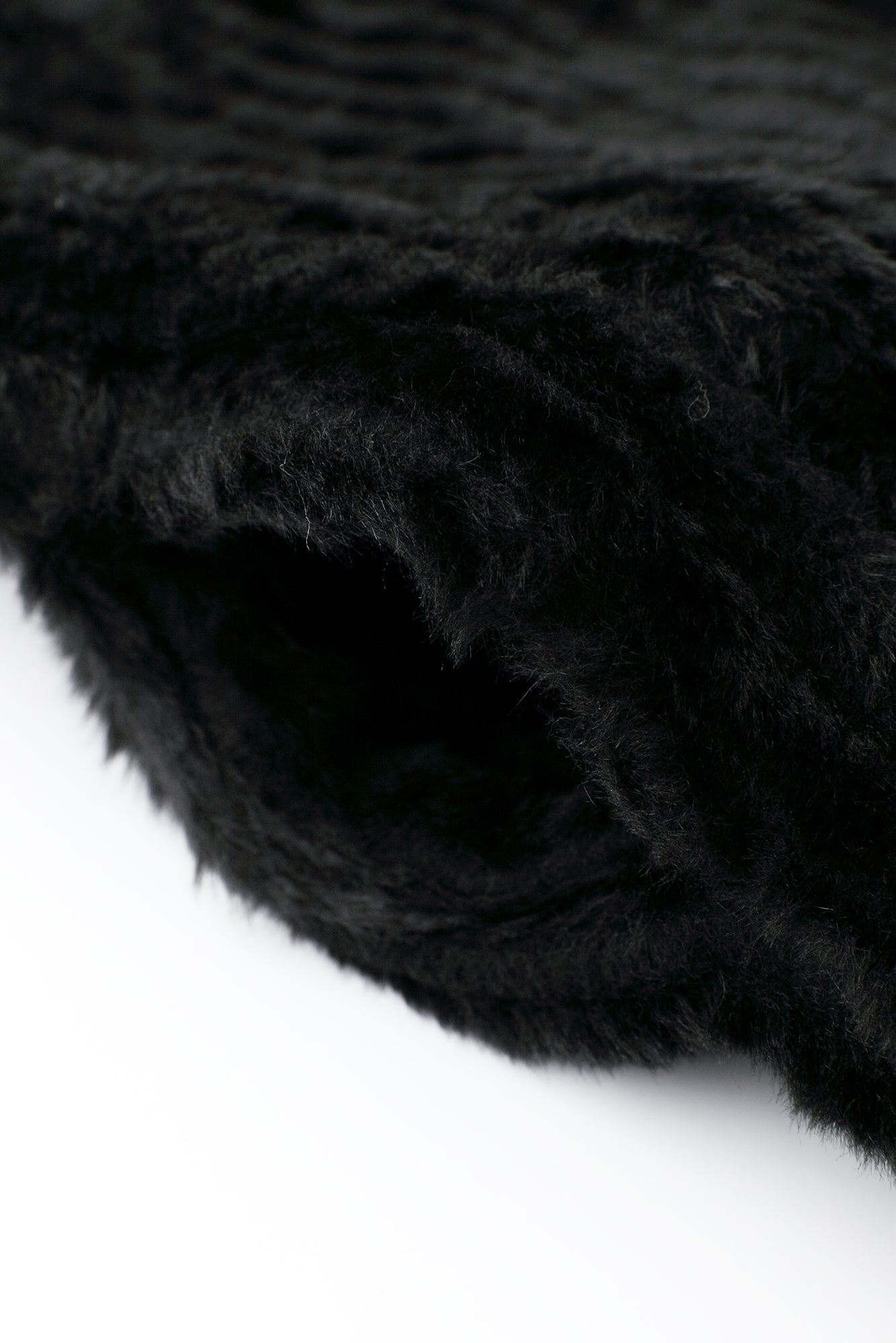 Faux Fur Ribbed Long Jinbaori with Lining / Black