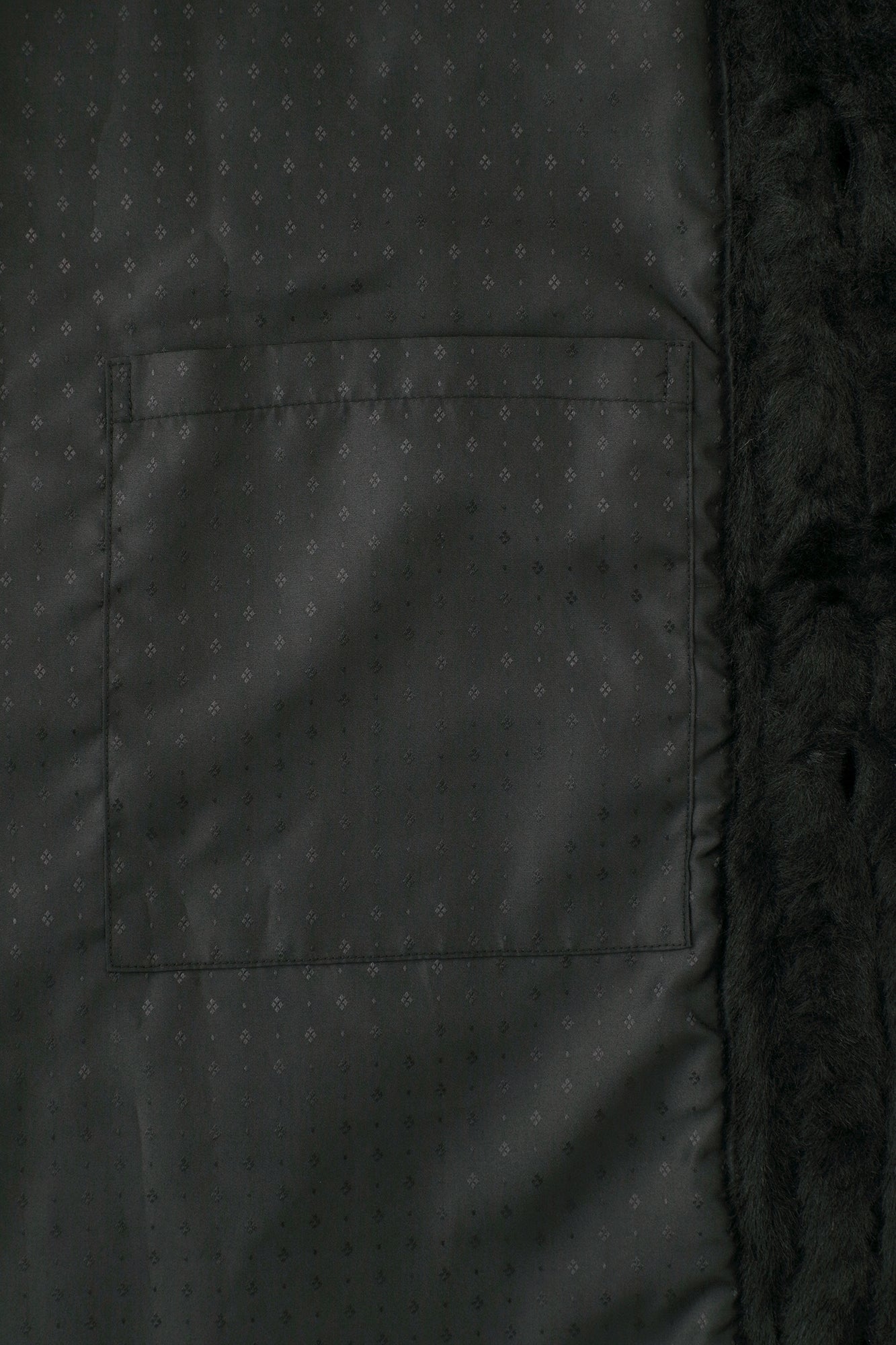 Faux Fur Ribbed Long Jinbaori with Lining / Black