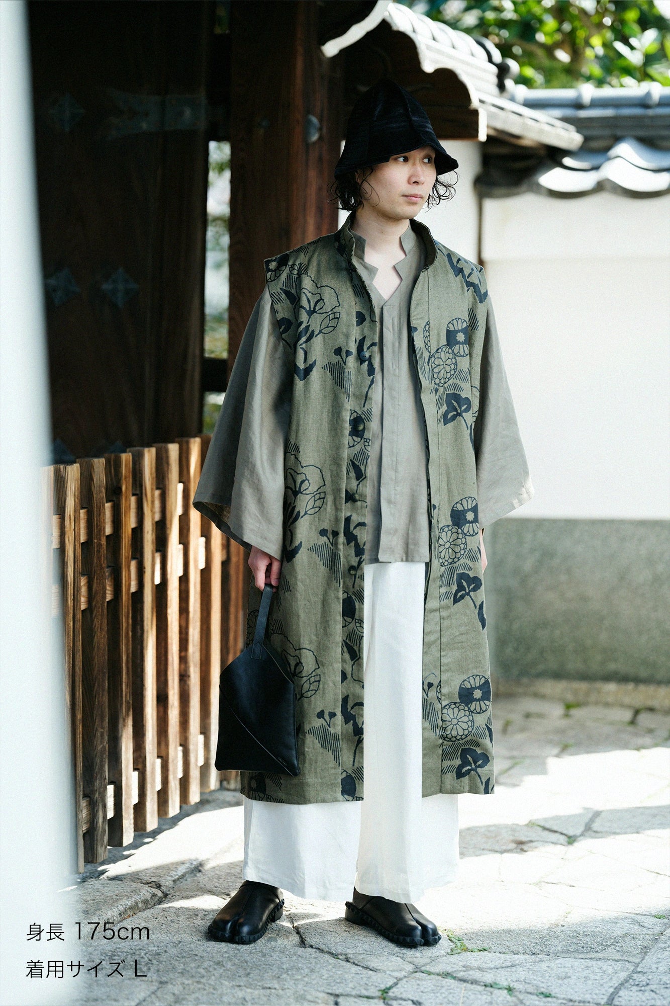 Linen Twill Weave Long Jinbaori Single Layer／Yamafuuga Olive Green