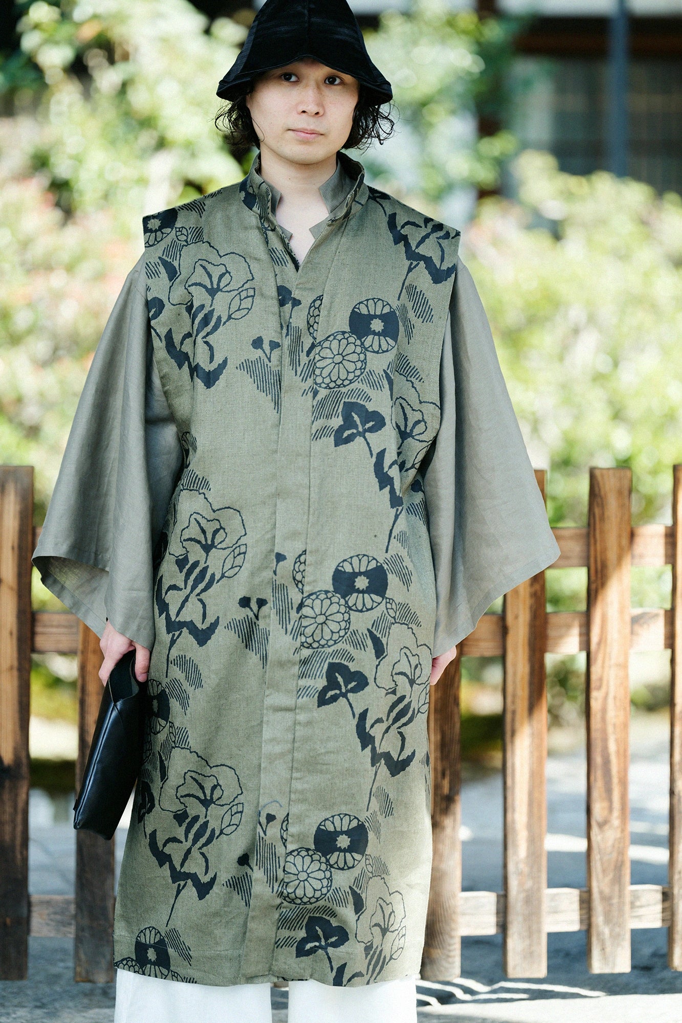 Linen Twill Weave Long Jinbaori Single Layer／Yamafuuga Olive Green