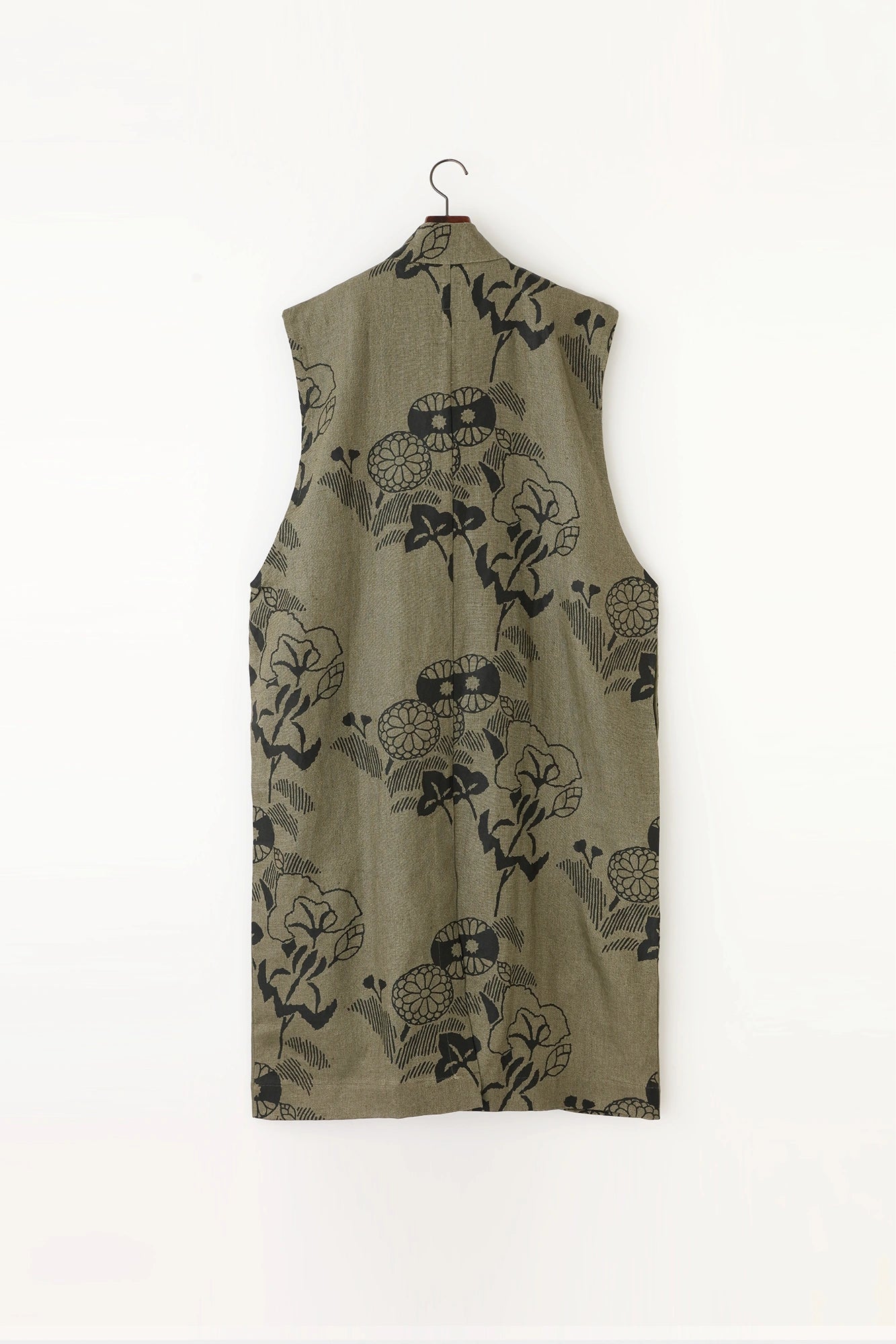 Linen Twill Weave Long Jinbaori Single Layer／Yamafuuga Olive Green