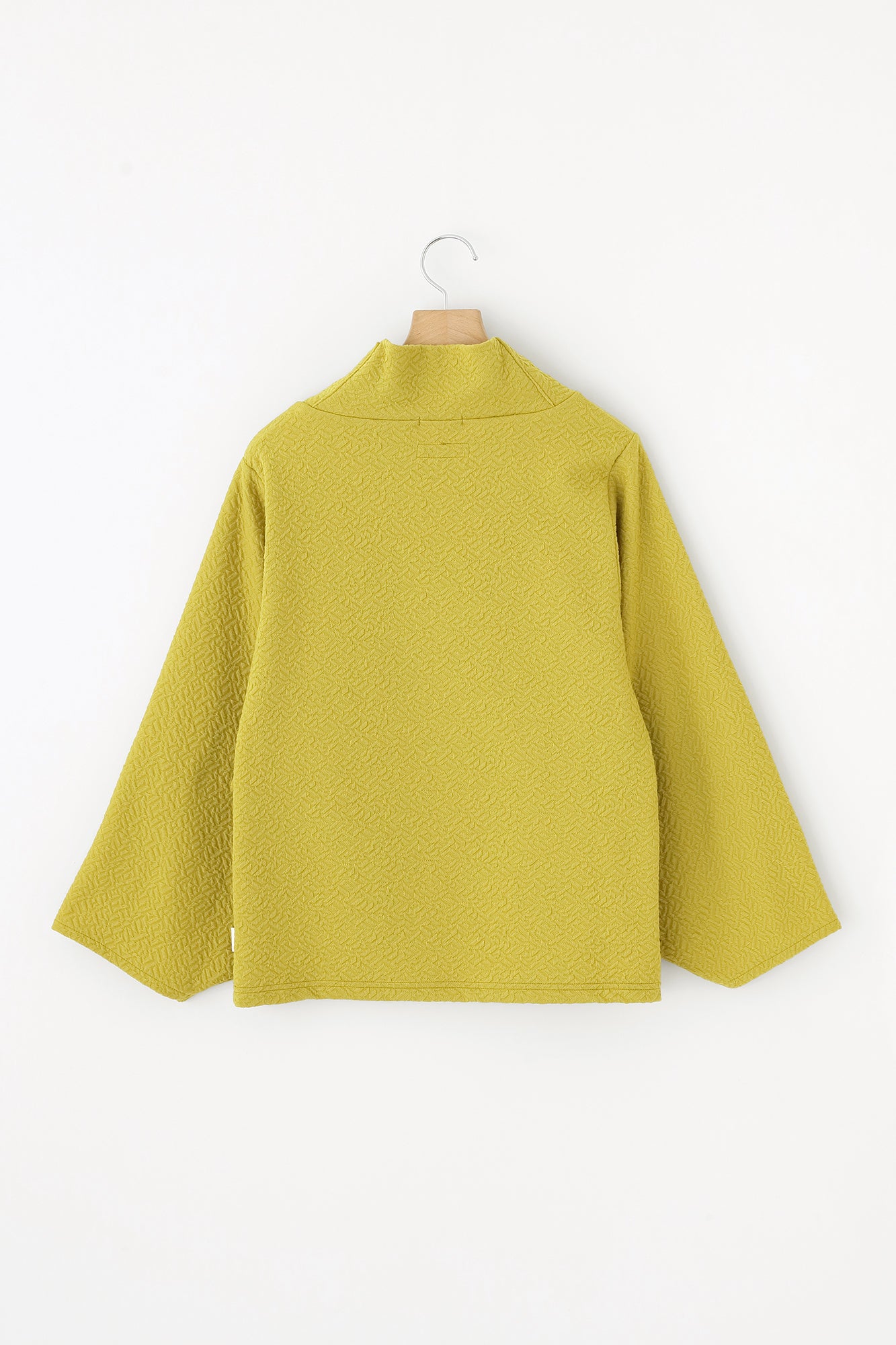 雙層緹花 和服領上衣 白息／金黃色