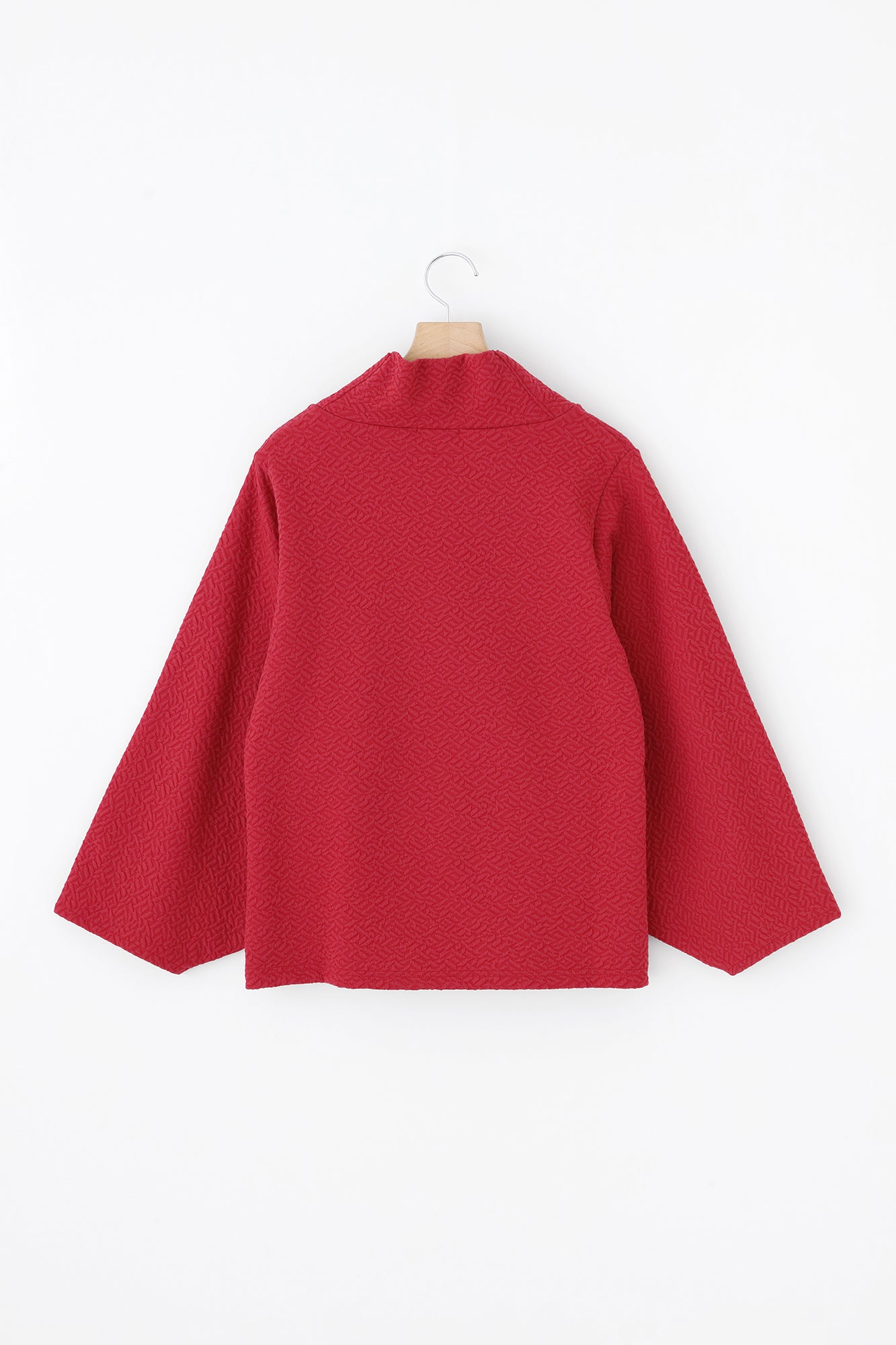 Dual-layered Jacquard Kimono Collar Top Shiraiki / Scarlet