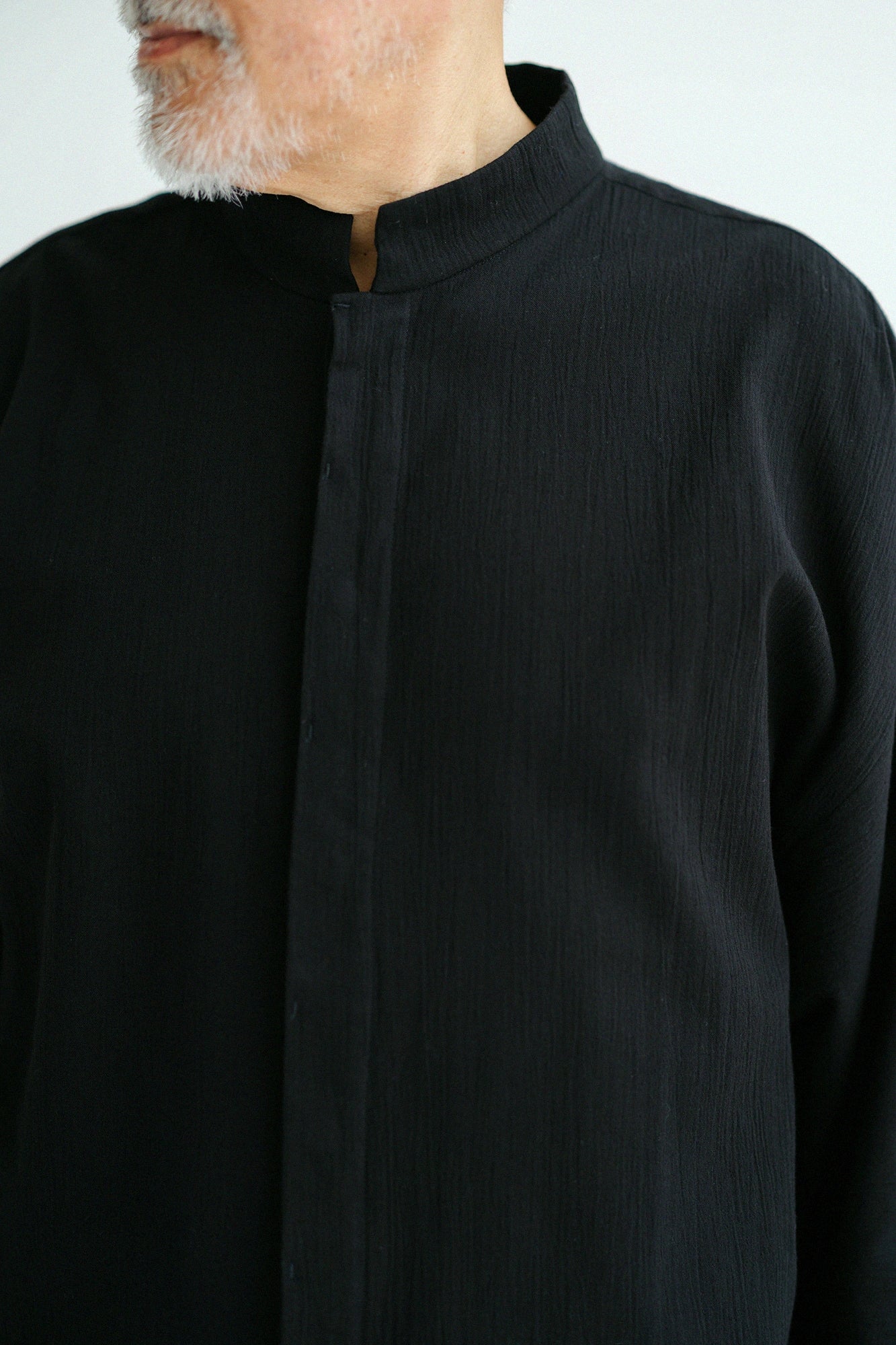 Chizimi Cotton 20/20 Kei Kimono Sleeve Blouse / Black 