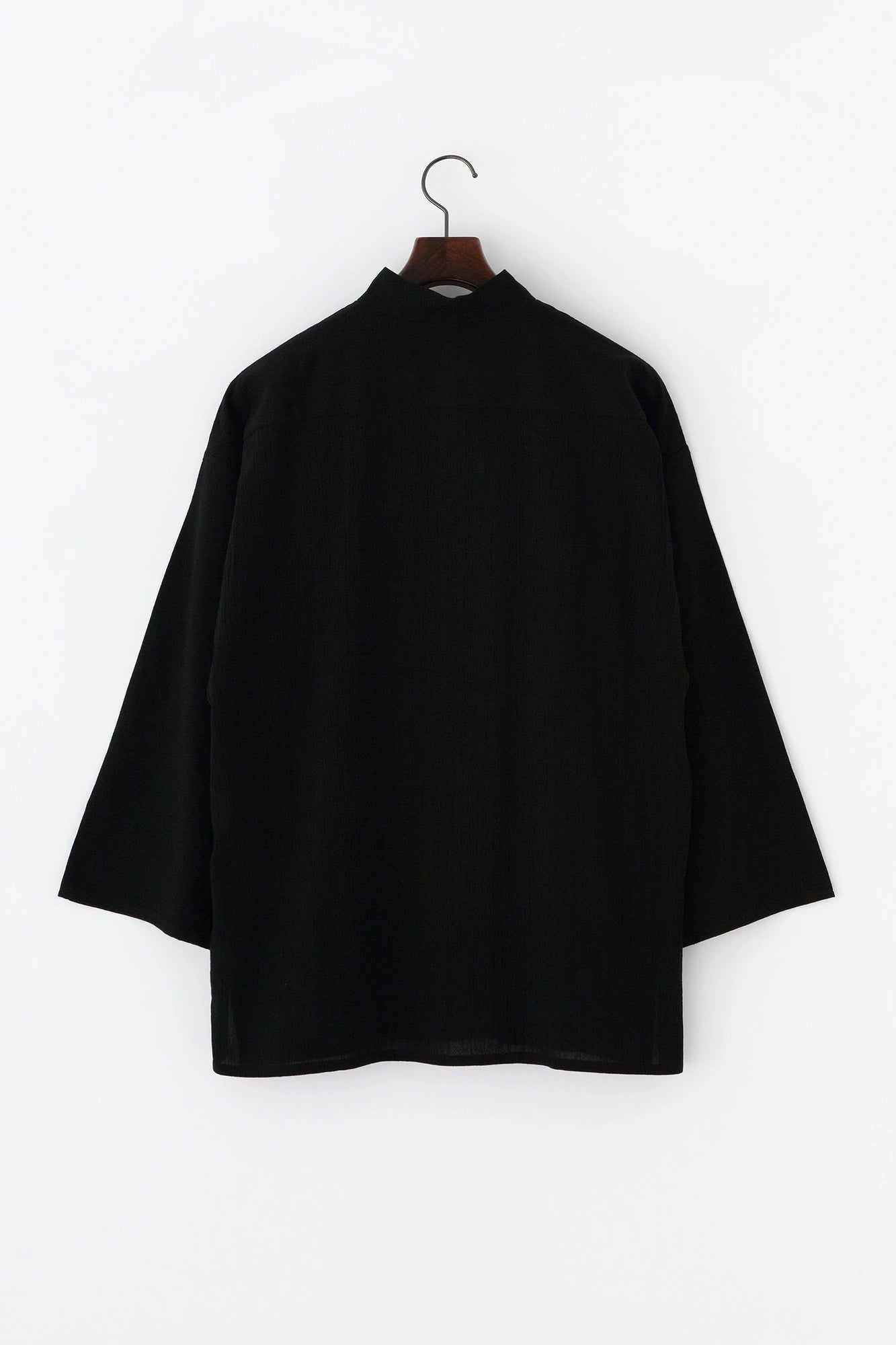Chizimi Cotton 20/20 Kei Kimono Sleeve Blouse / Black 