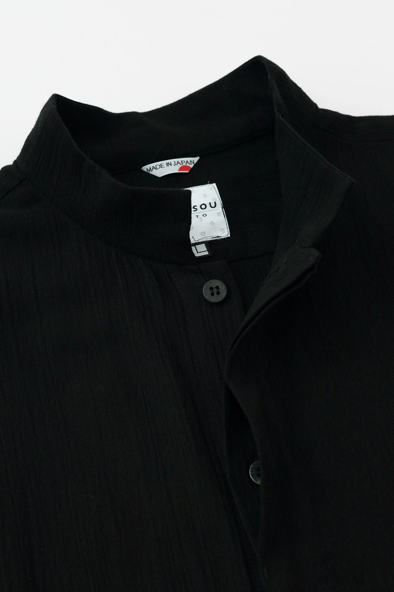 Chizimi Cotton 20/20 Kei Kimono Sleeve Blouse / Black 