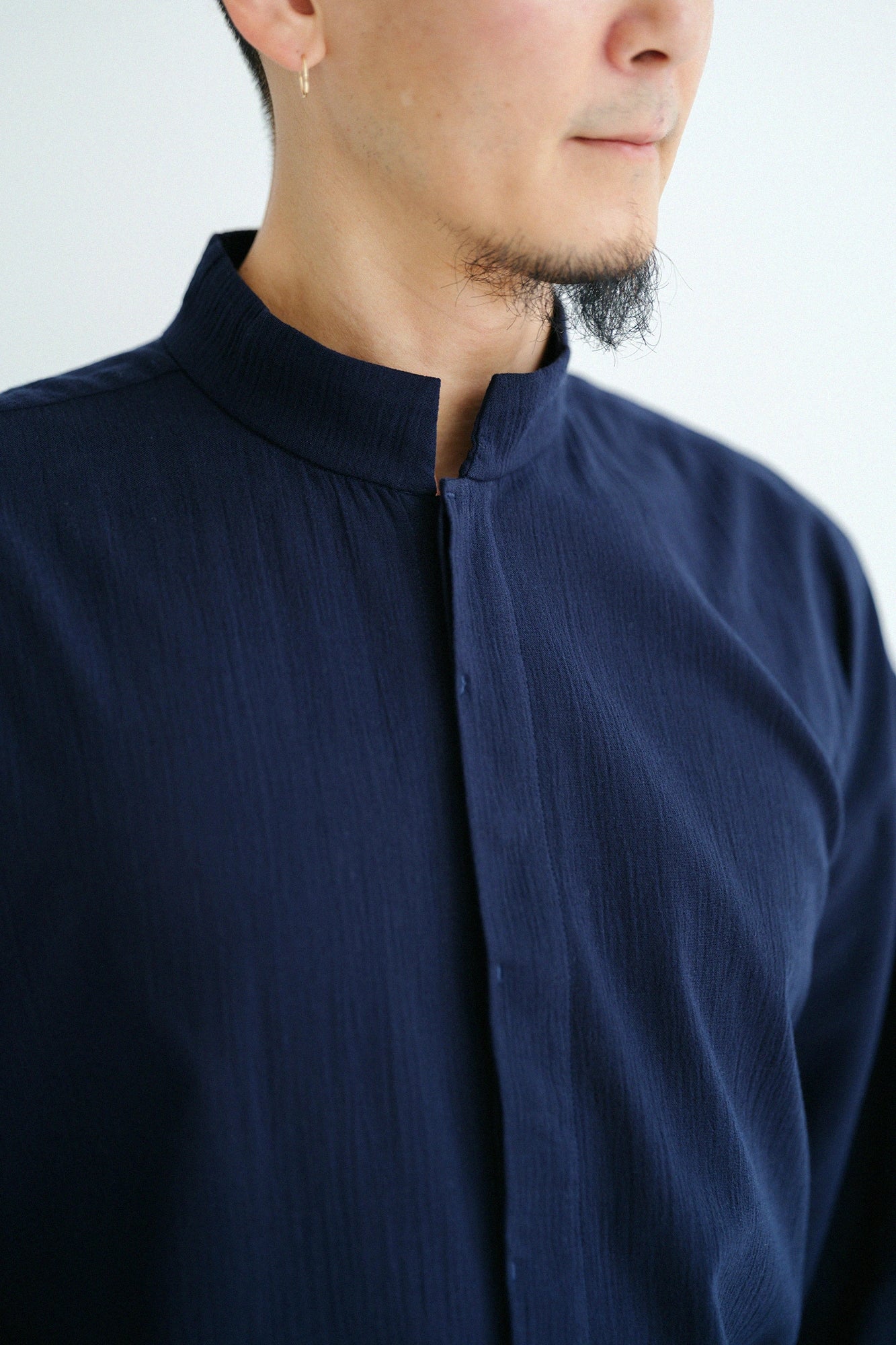 Chizimi Cotton 20/20 Kei Kimono Sleeve Blouse / Dark Blue