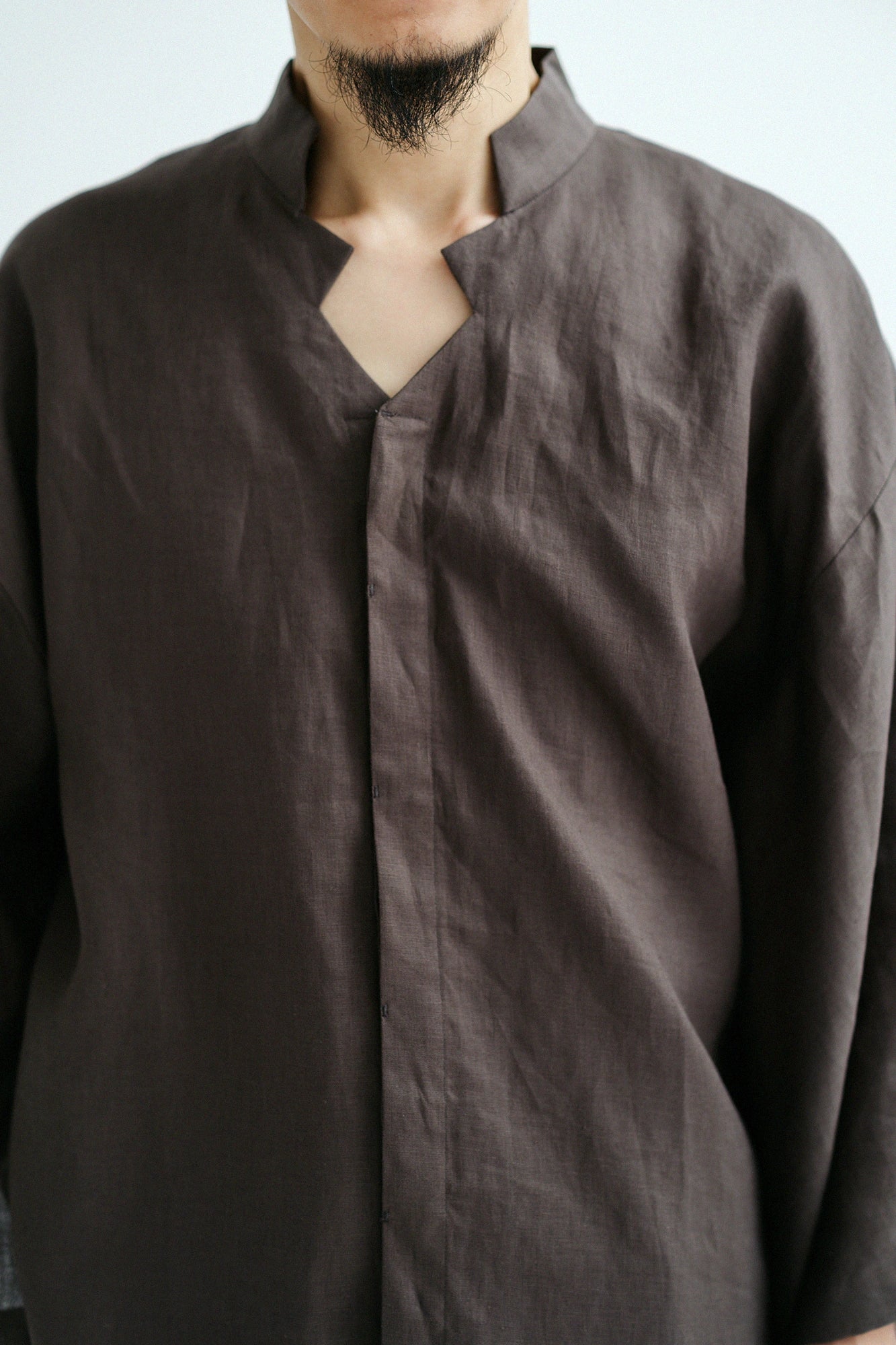 Linen Shinshu Kimono Sleeve Blouse／Sea Otter Color