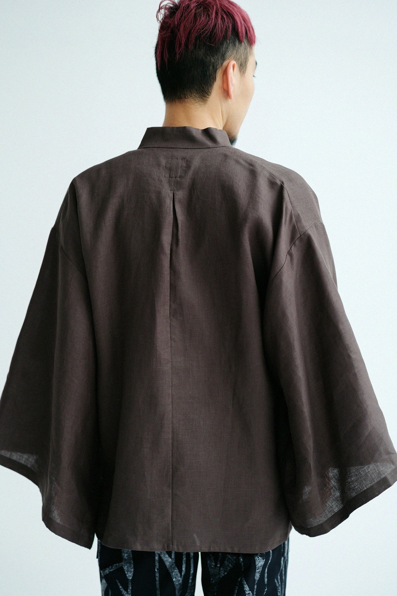 Linen Shinshu Kimono Sleeve Blouse／Sea Otter Color
