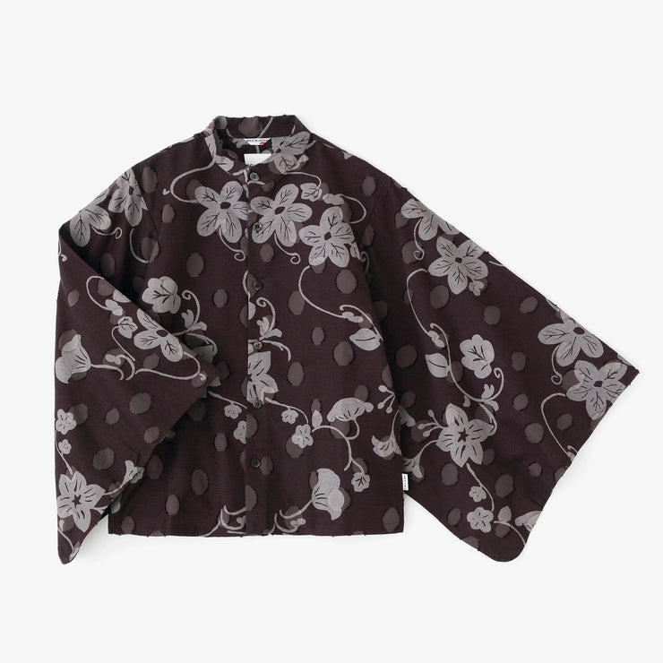 Cut Jacquard Kimono Sleeve Blouse／Graceful Brown