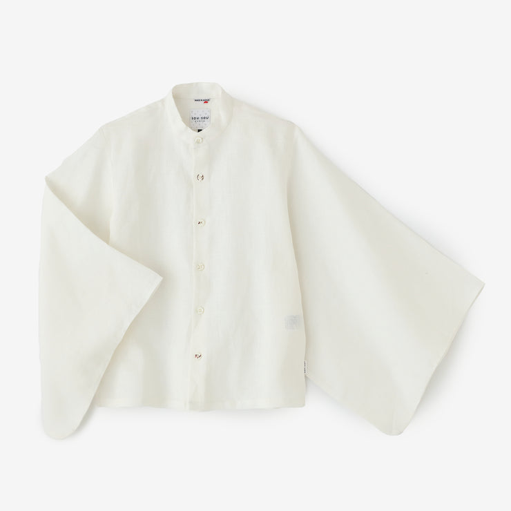 Linen Kimono Sleeve Blouse／White