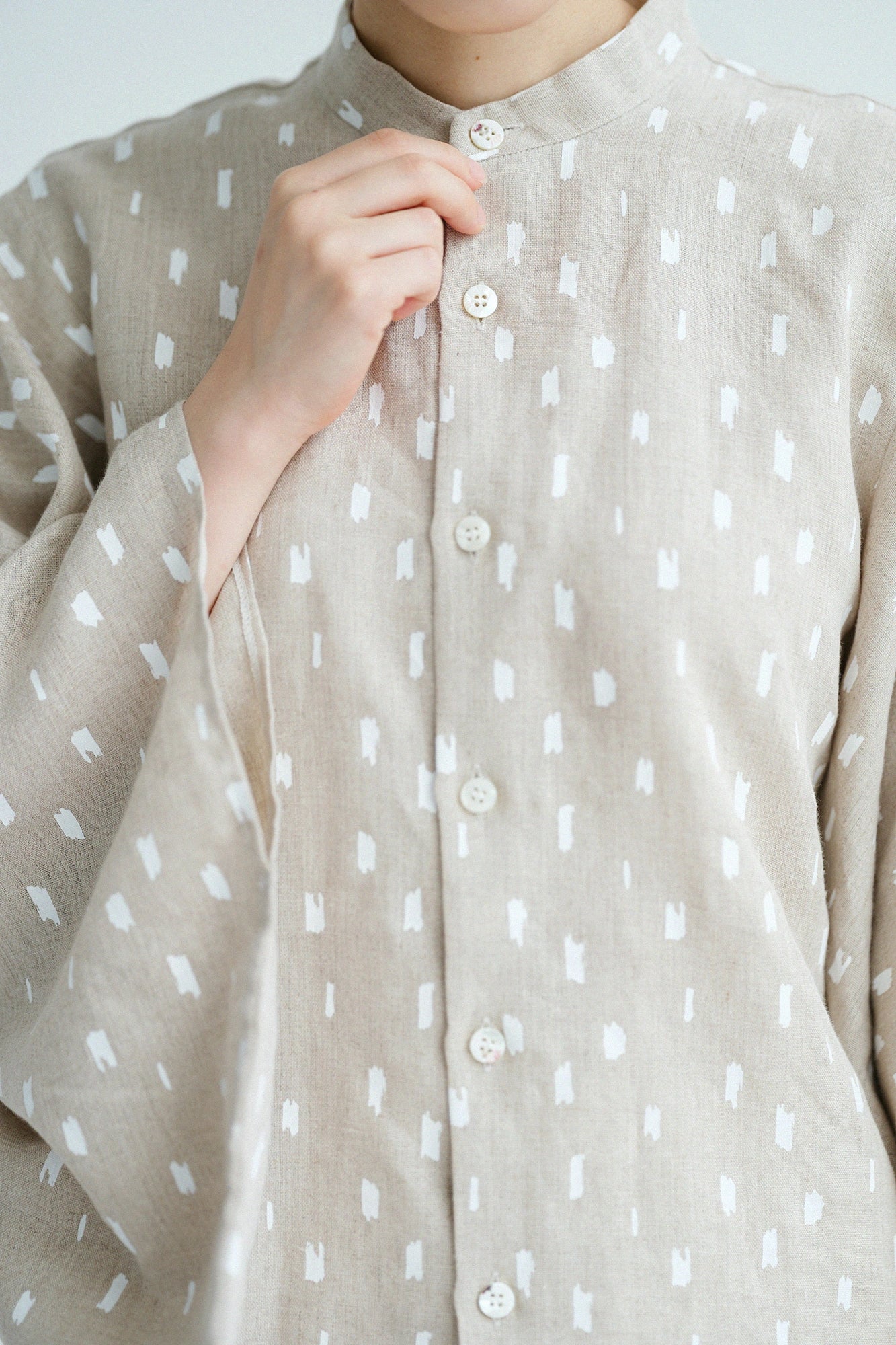 麻和服袖衬衫／千切云亚麻色