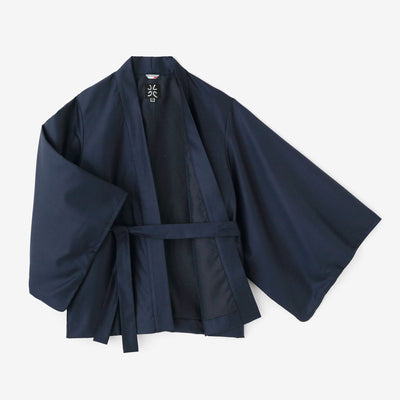 シルクウール 格子織（こうしおり） 短羽織（たんばおり） 袷（あわせ）／濃紺（のうこん）