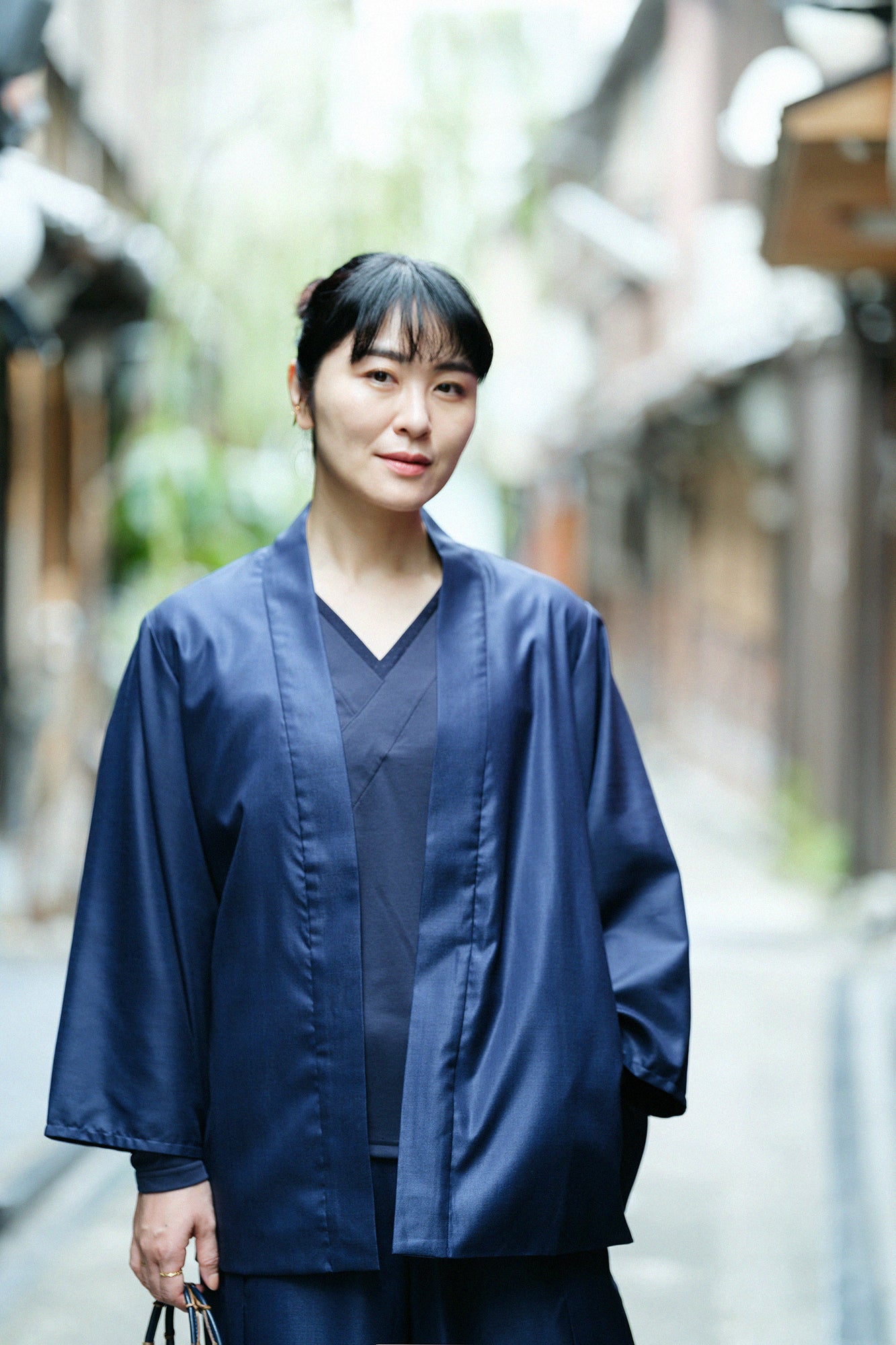 42雙線 梳毛 短羽織外套 附襯裡／黑色