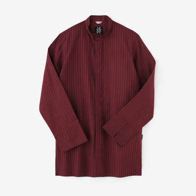絡み織（からみおり） 円領長襯衣（えんりょうながしんい）／臙脂色（えんじいろ）