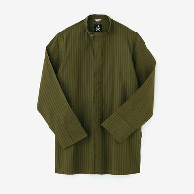 絡み織（からみおり） 円領長襯衣（えんりょうながしんい）／海松色（みるいろ）