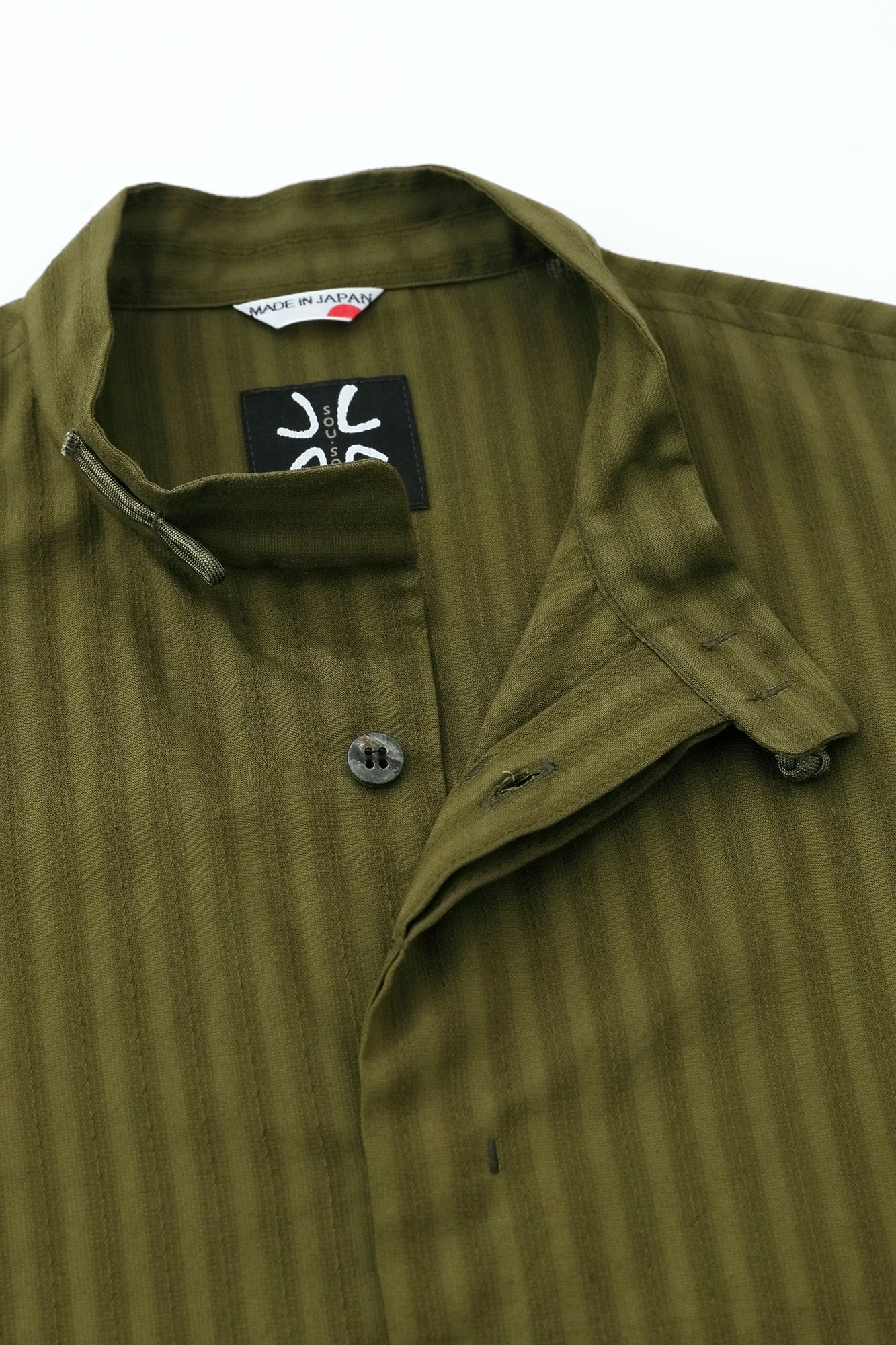 絡み織（からみおり） 円領長襯衣（えんりょうながしんい）／海松色（みるいろ）