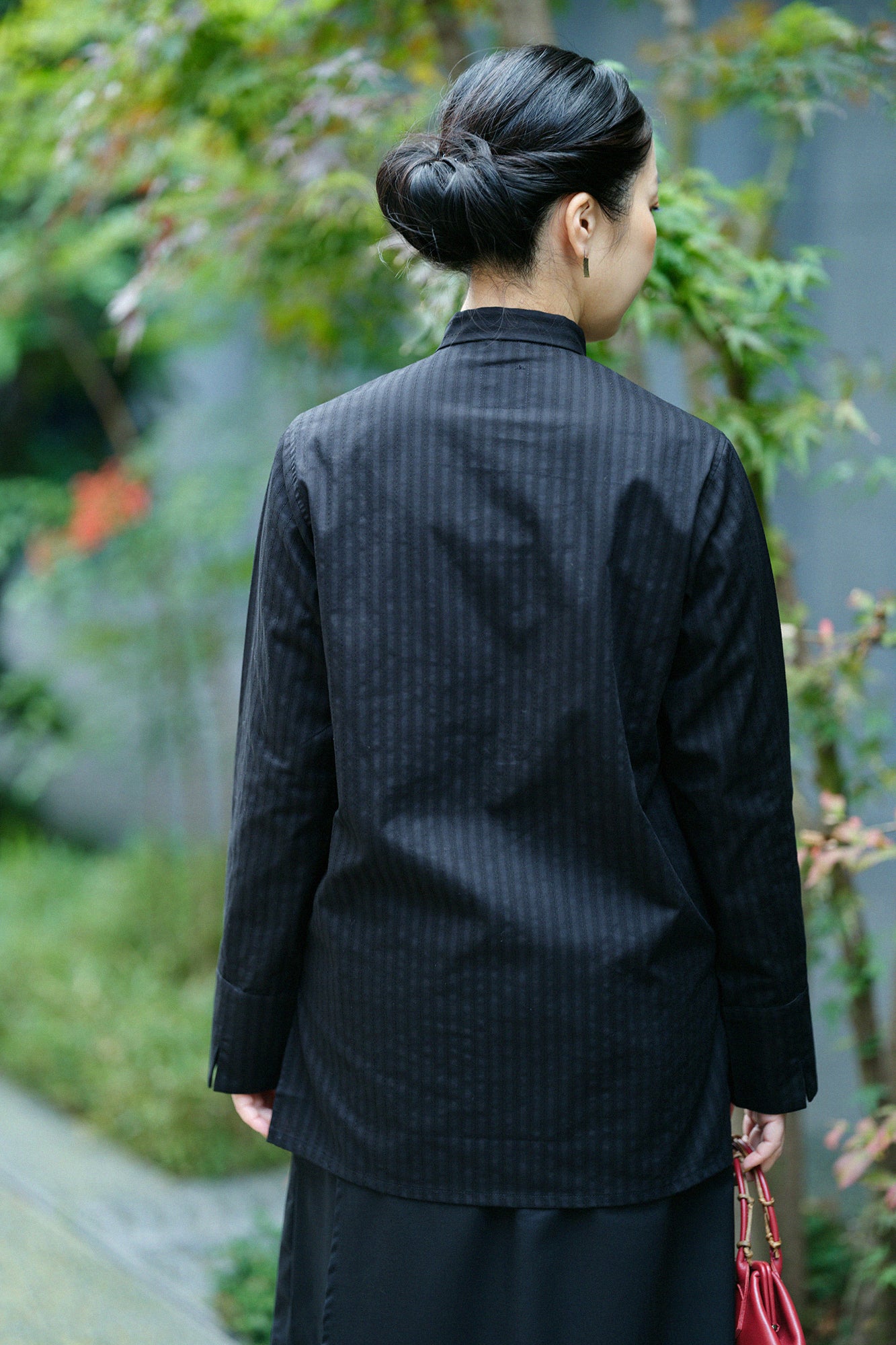 絡み織(からみおり) 円領長襯衣(えんりょうながしんい)/濡羽色( 絡み織(からみおり) 円領長襯衣(えんりょうながしんい)/濡羽色(