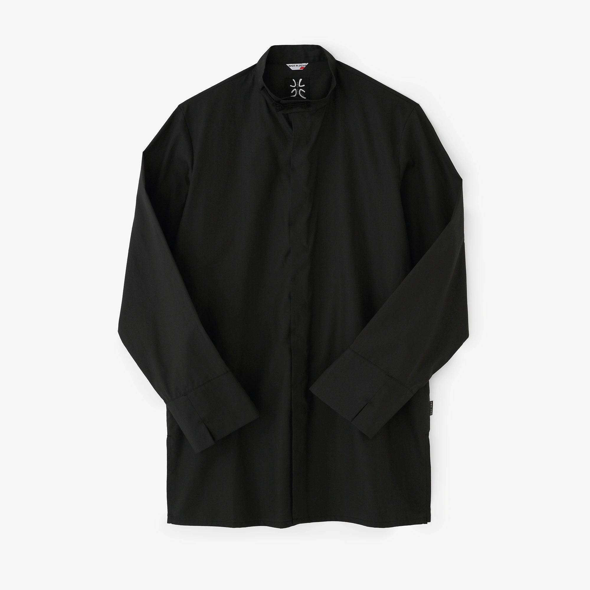 200 Count 2-ply Broadcloth Round Collar Long Shirt / Black