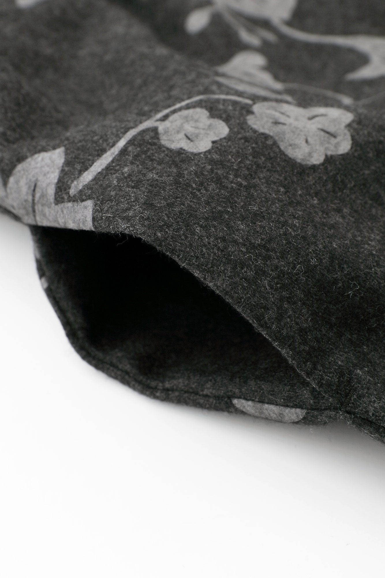 Wool Flannel Kimono Dress / Graceful Dark Ink Black