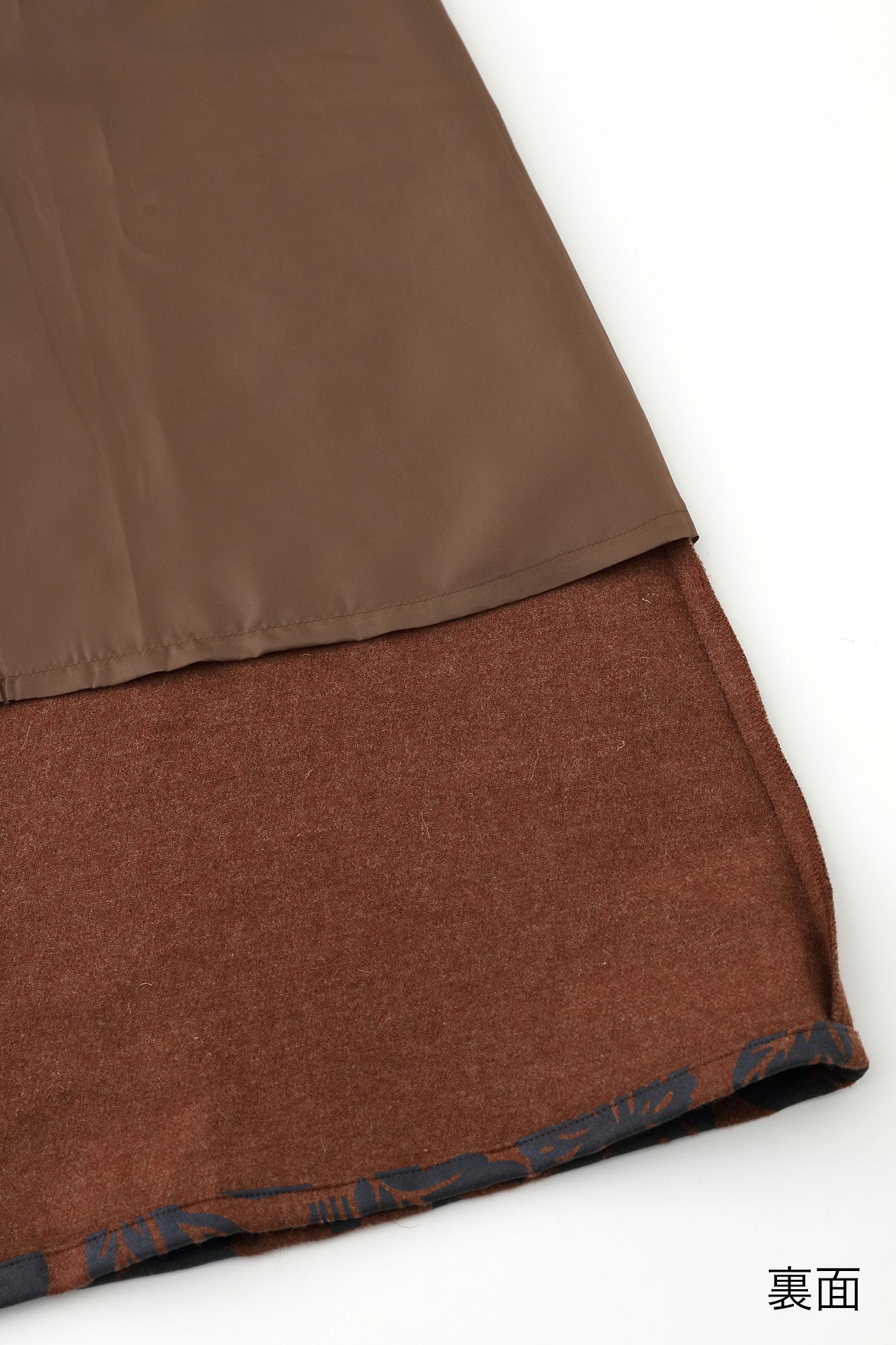 Wool Flannel Kimono Dress / Woodcut Yellowish Brown