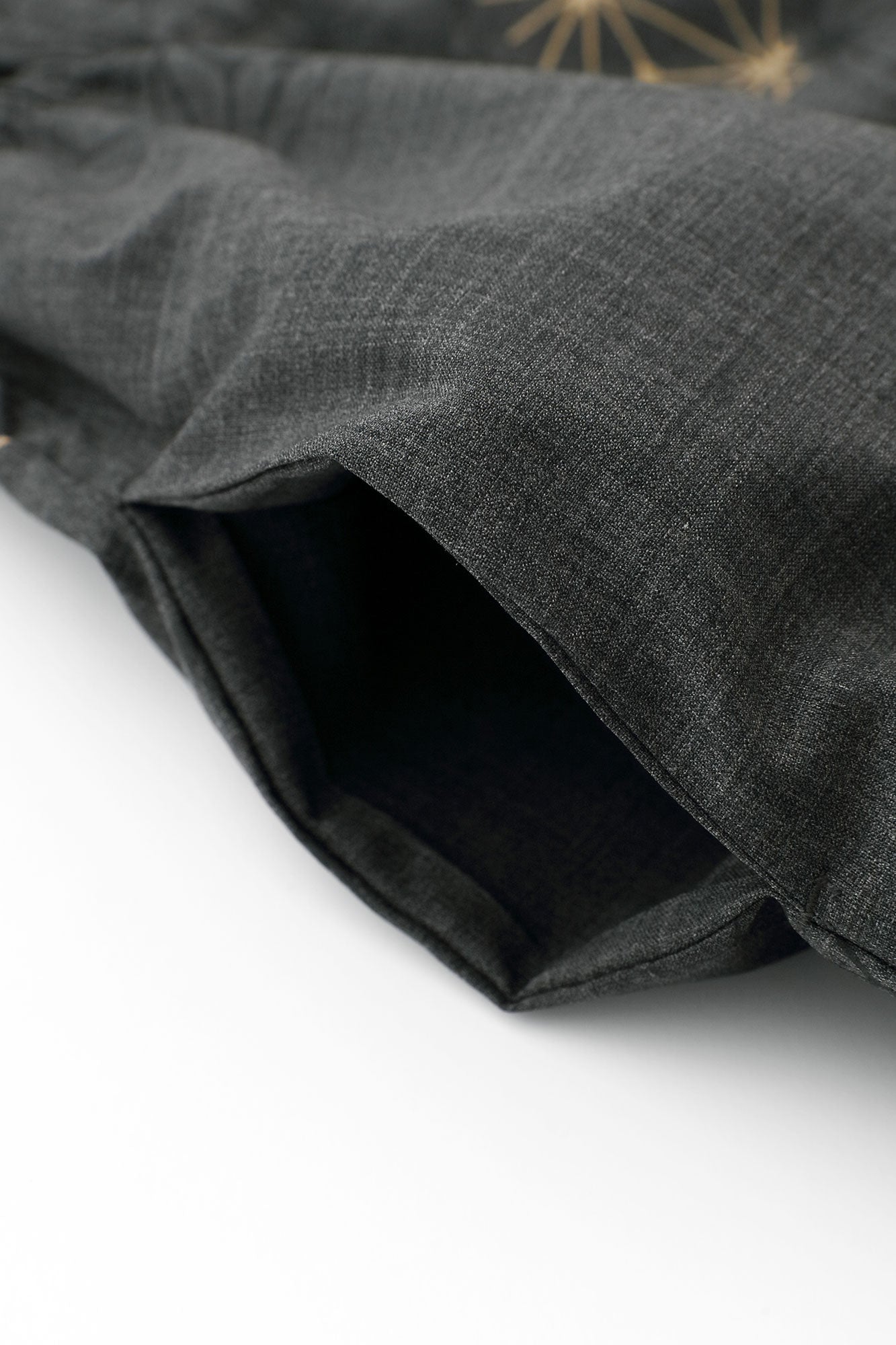 Combed Yarn Double V-neck Kimono Dress / Hemp-leaf Pattern Ink Color