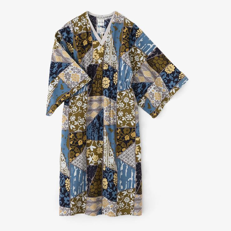 Chizimi Cotton 20/20 Double V-neck Summer Kimono Dress / Patchwork Kimono of Uesugi Kenshin Family-Recreation