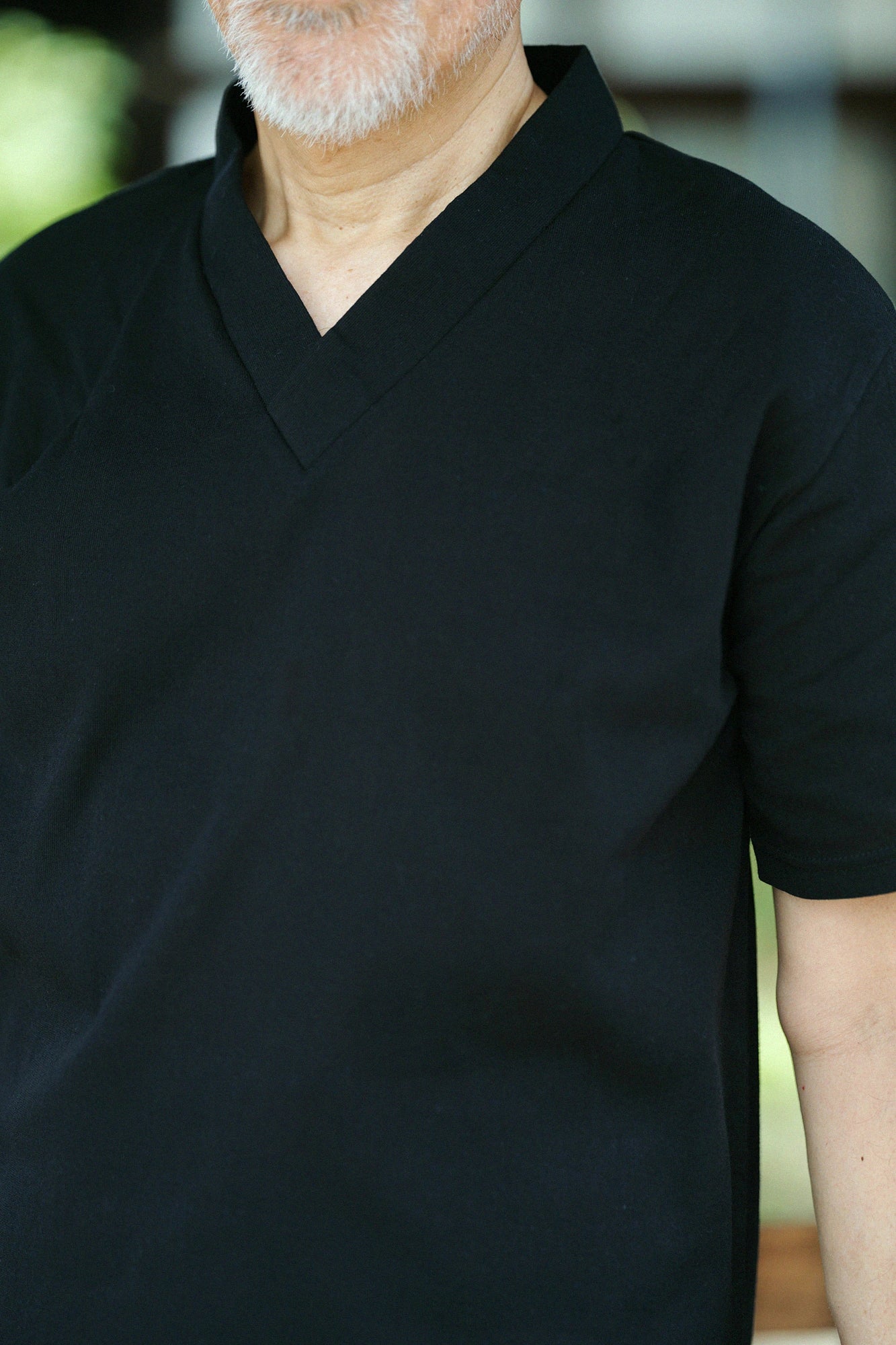 Chizimi Cotton 40/40 Stand Collar Undershirt Short Sleeve / Black 