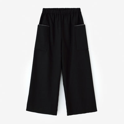 Cotton-wool Twill Weave Square Pockets Monpe Pants / Black Blue