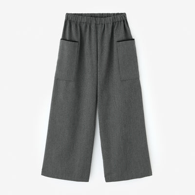 Cotton-wool Twill Weave Square Pockets Monpe Pants / Grey Ink