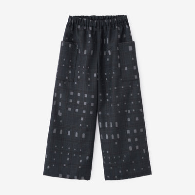 Combed Yarn Lattice Weave Square Pockets Monpe Pants / Window Dark Blue