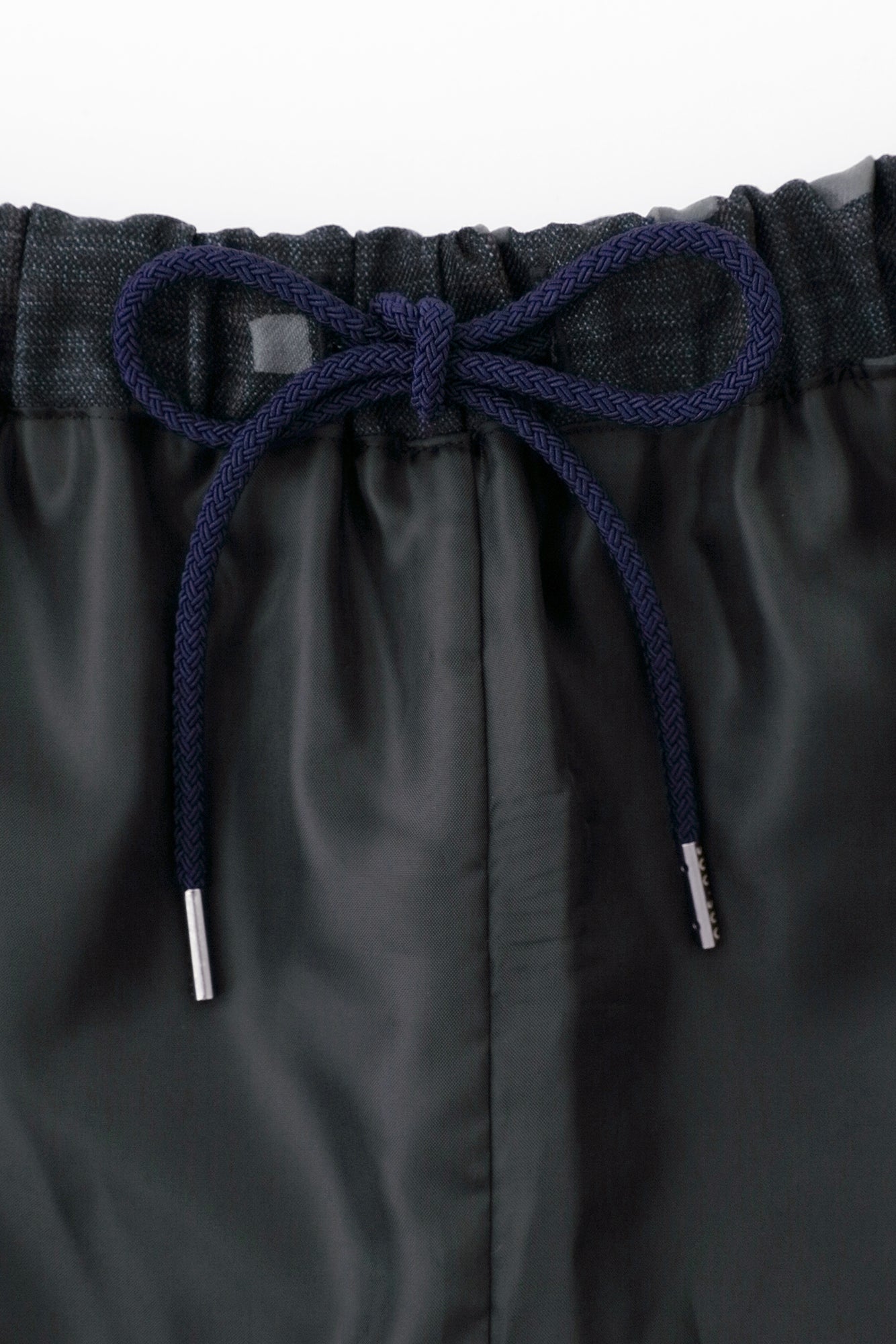 Combed Yarn Lattice Weave Square Pockets Monpe Pants / Window Dark Blue