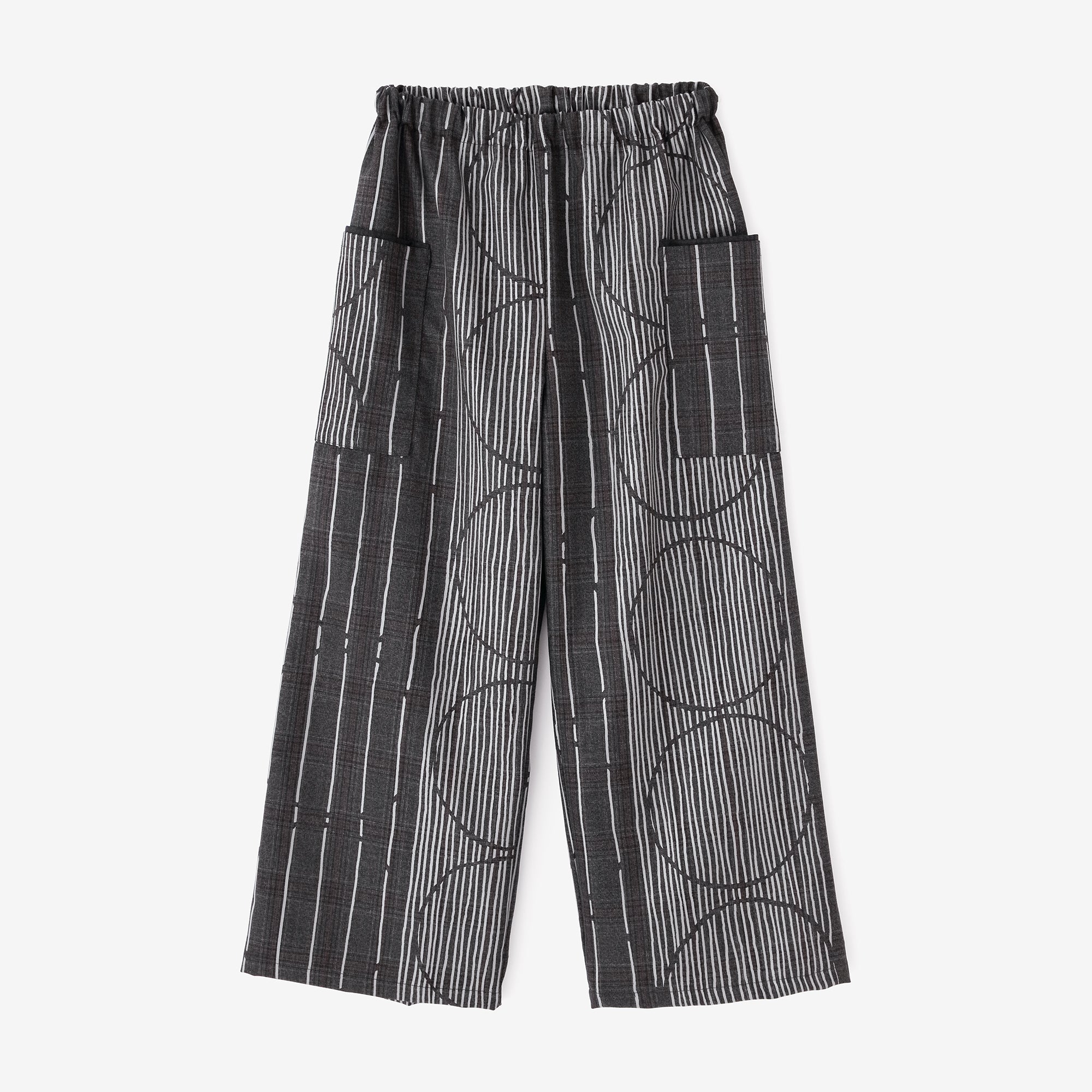 梳毛 格紋織 如月披風／黑色×榛果色