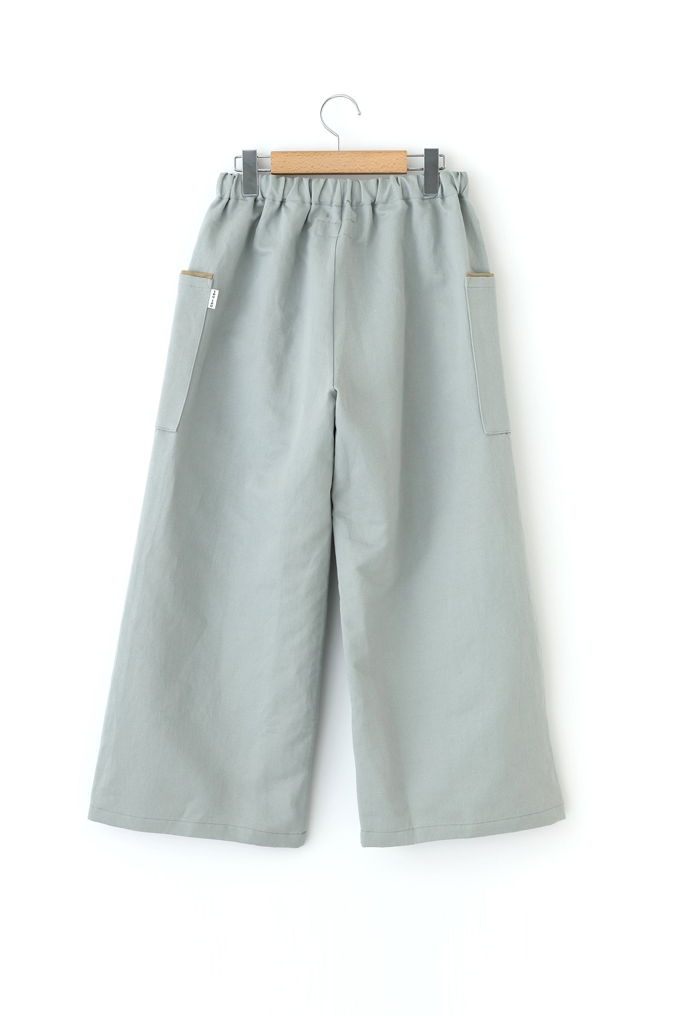 【Scheduled to ship around Mar 3】Cotton Linen Twill Weave Square Pockets Monpe Pants／Pale Greyish Green