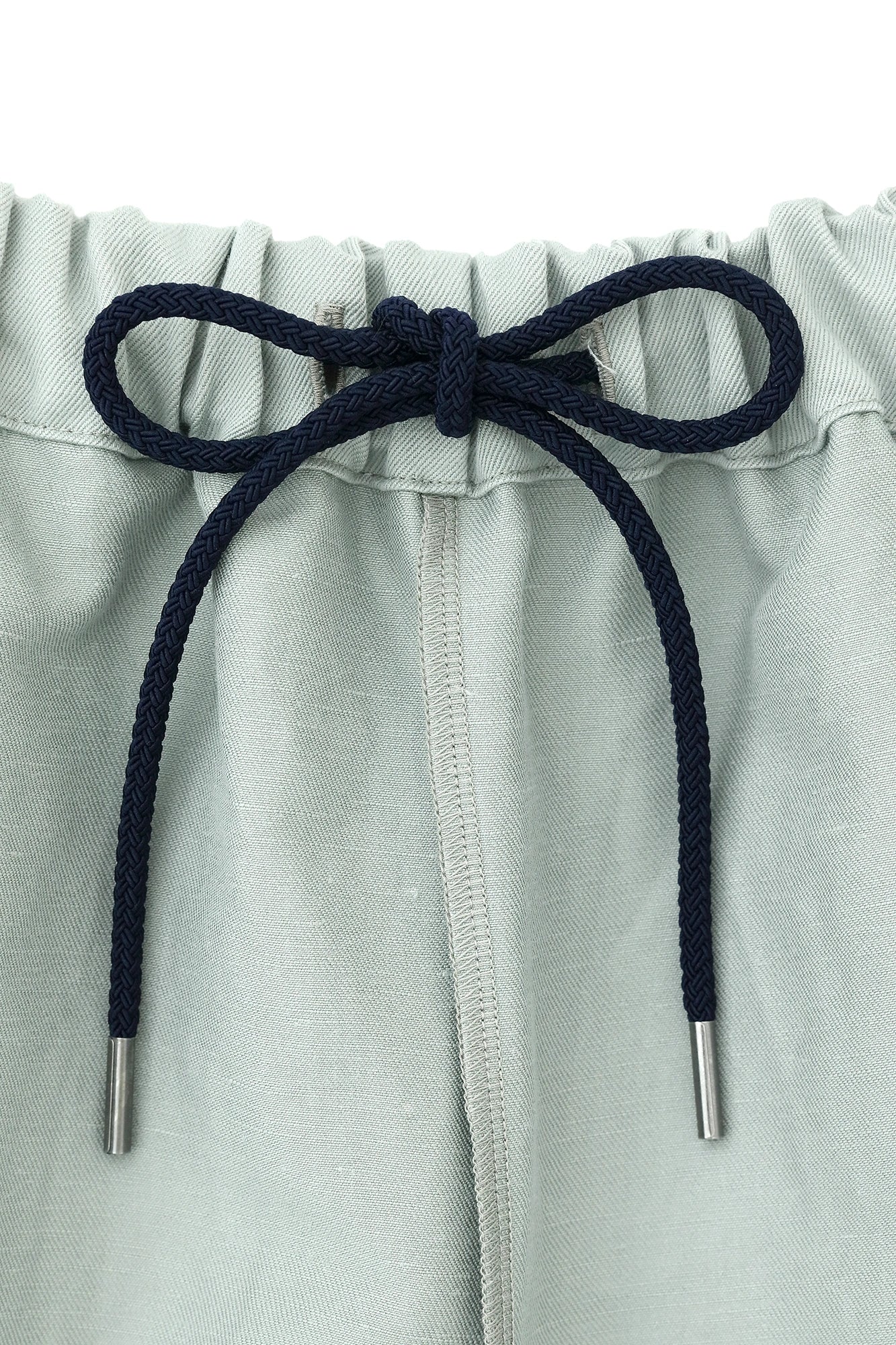 【Scheduled to ship around Mar 3】Cotton Linen Twill Weave Square Pockets Monpe Pants／Pale Greyish Green