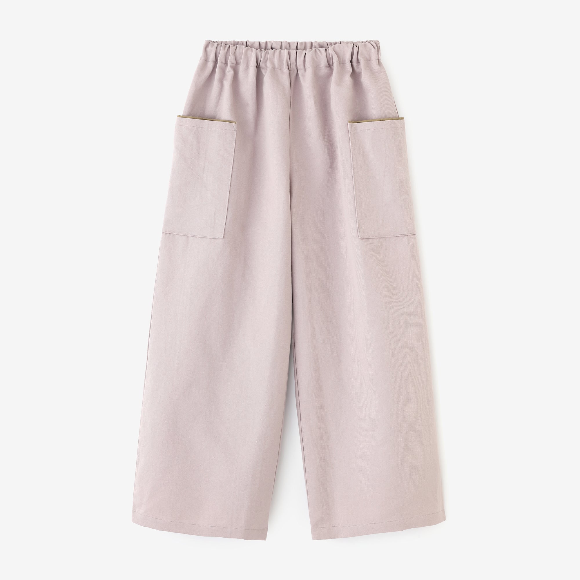 【Scheduled to ship around Mar 3】Cotton Linen Twill Weave Square Pockets Monpe Pants／Greyish Pink