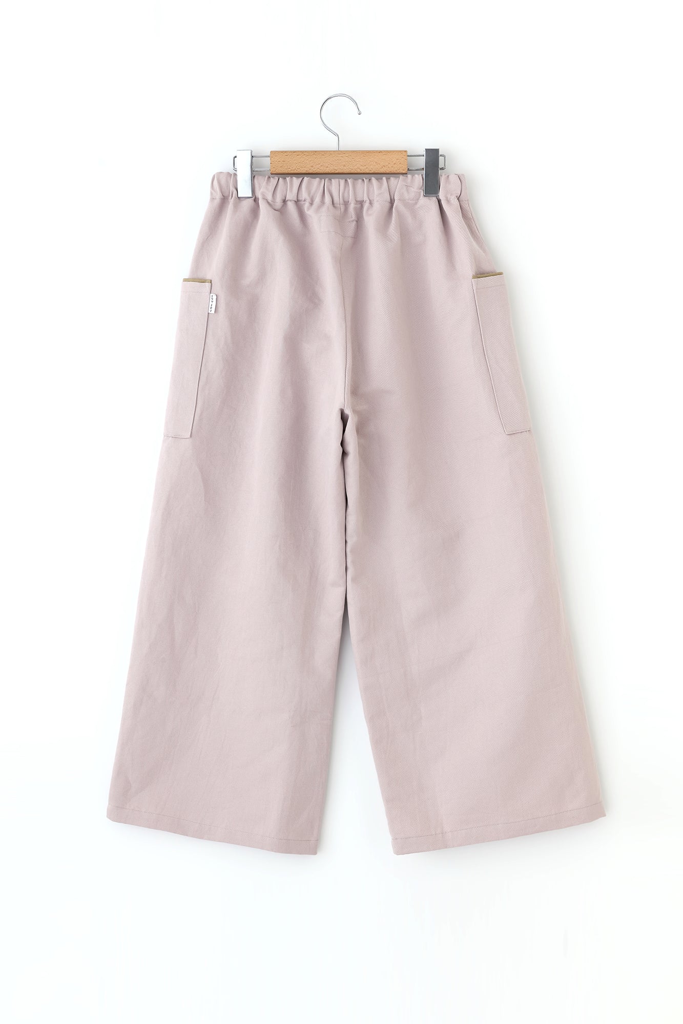 【Scheduled to ship around Mar 3】Cotton Linen Twill Weave Square Pockets Monpe Pants／Greyish Pink