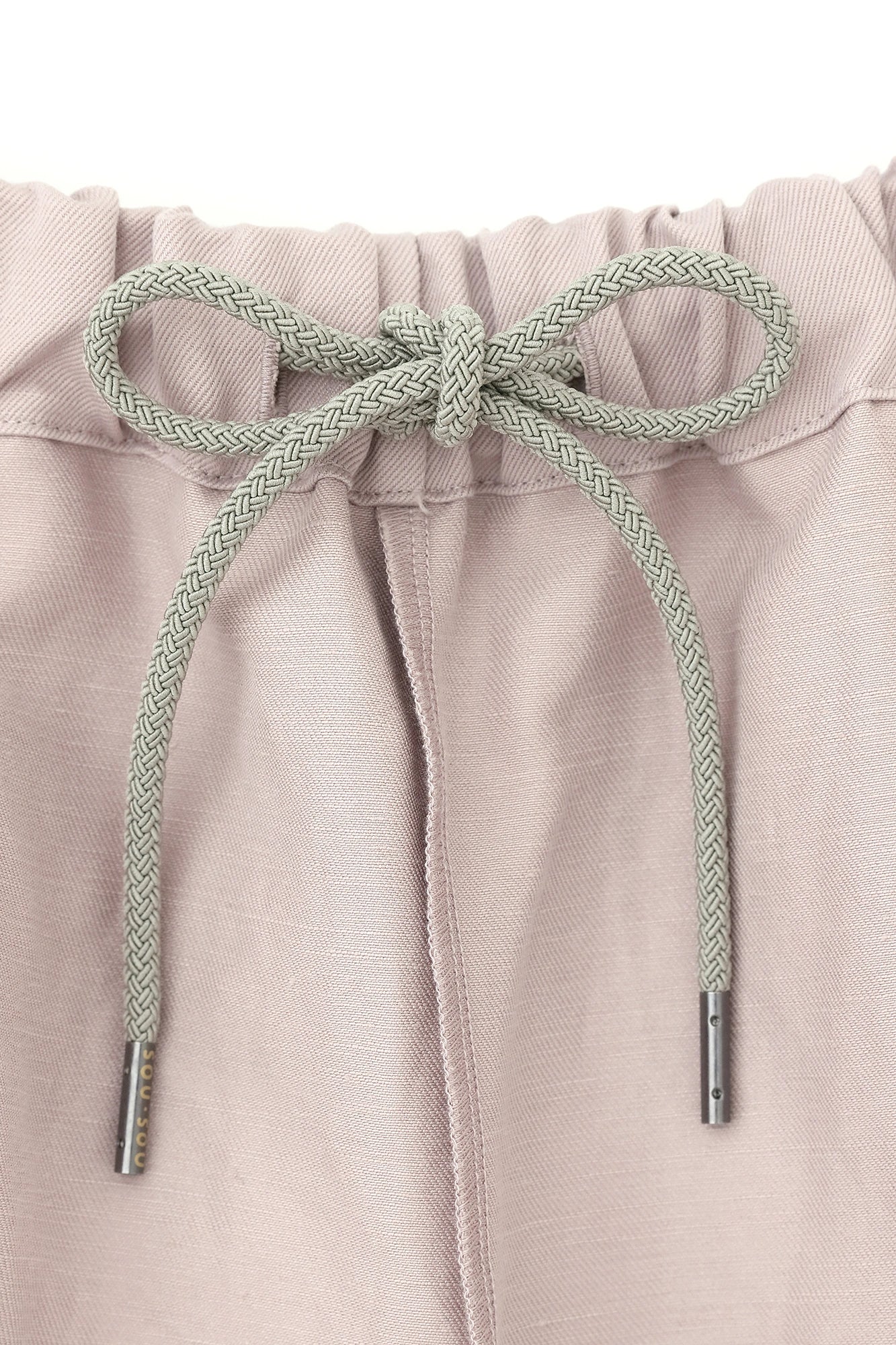 【Scheduled to ship around Mar 3】Cotton Linen Twill Weave Square Pockets Monpe Pants／Greyish Pink