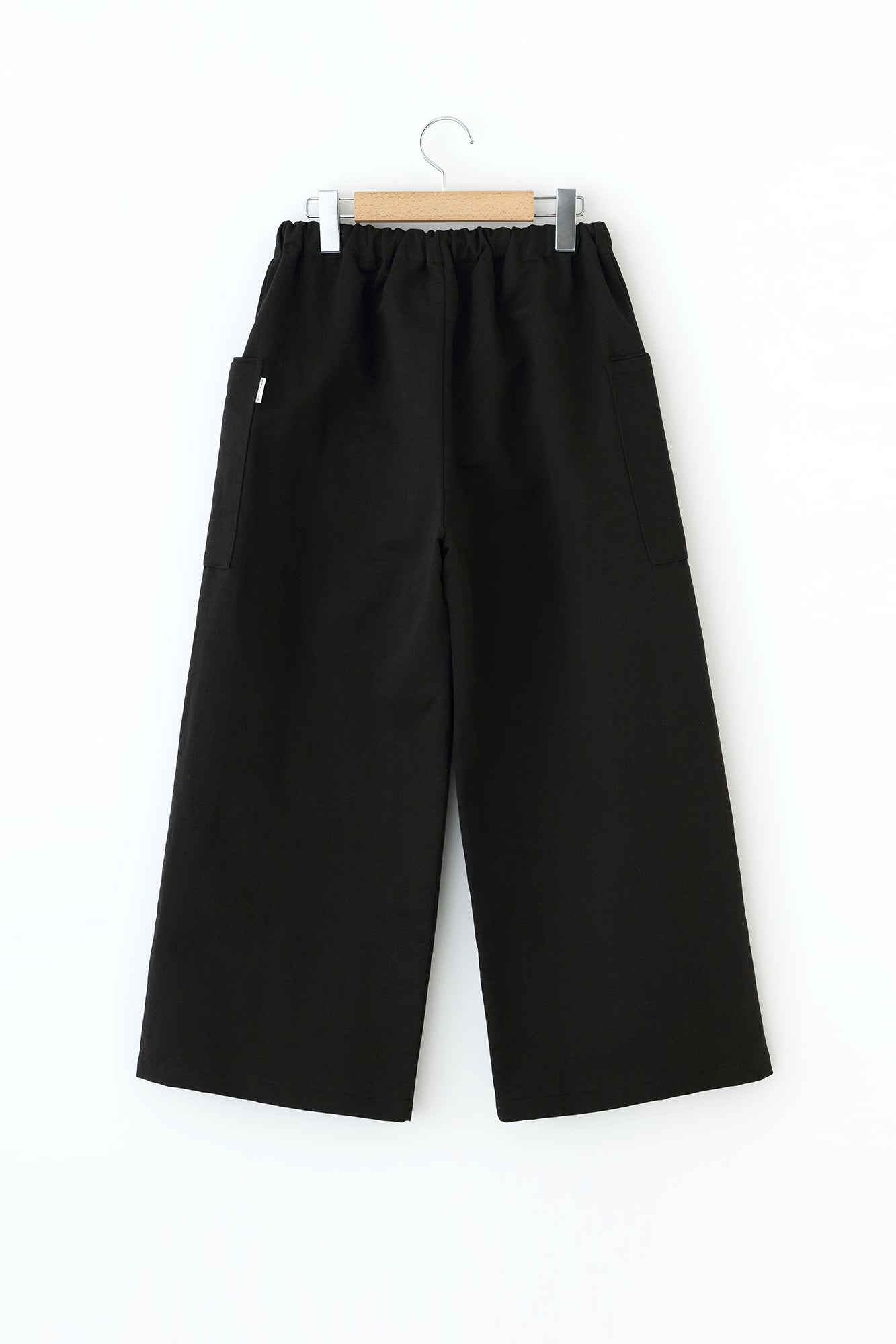 【Scheduled to ship around Mar 3】Cotton Linen Twill Weave Square Pockets Monpe Pants／Black