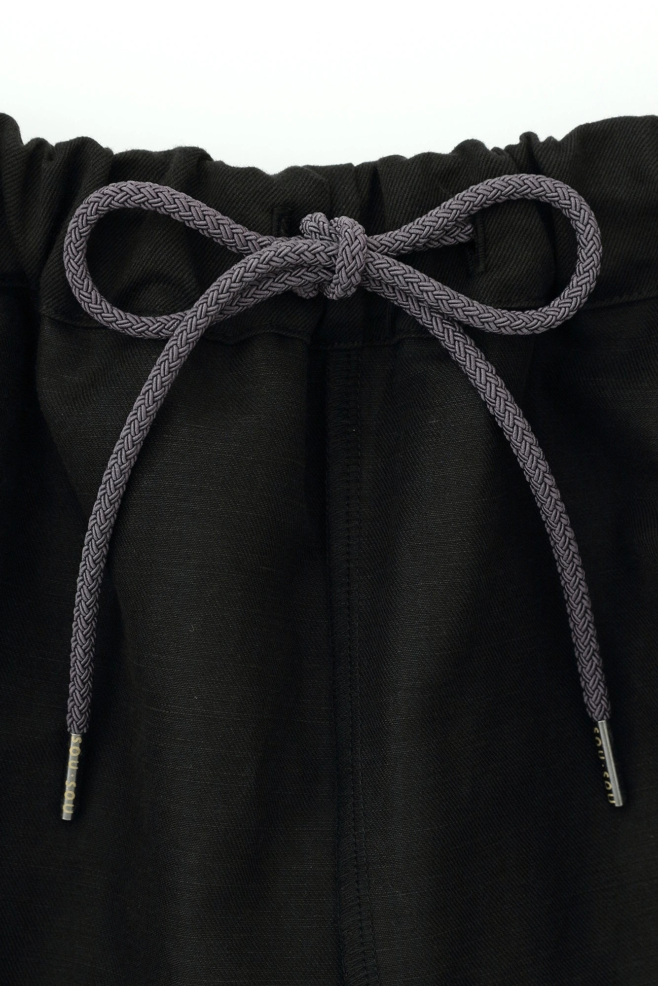 【Scheduled to ship around Mar 3】Cotton Linen Twill Weave Square Pockets Monpe Pants／Black