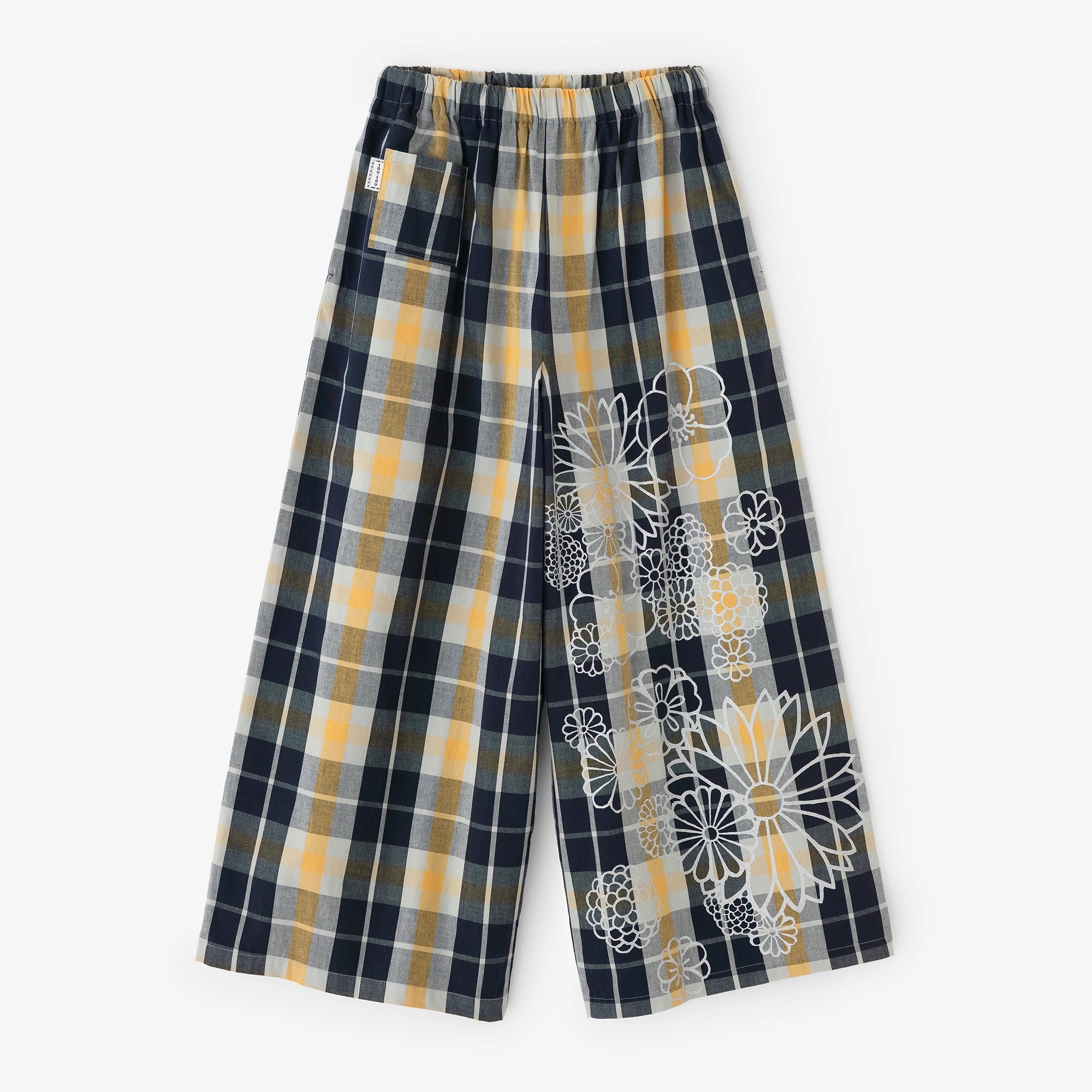Isemomen Cotton 20/20 Wide-legged Pants／Plaid Layered Lattice Dark Navy