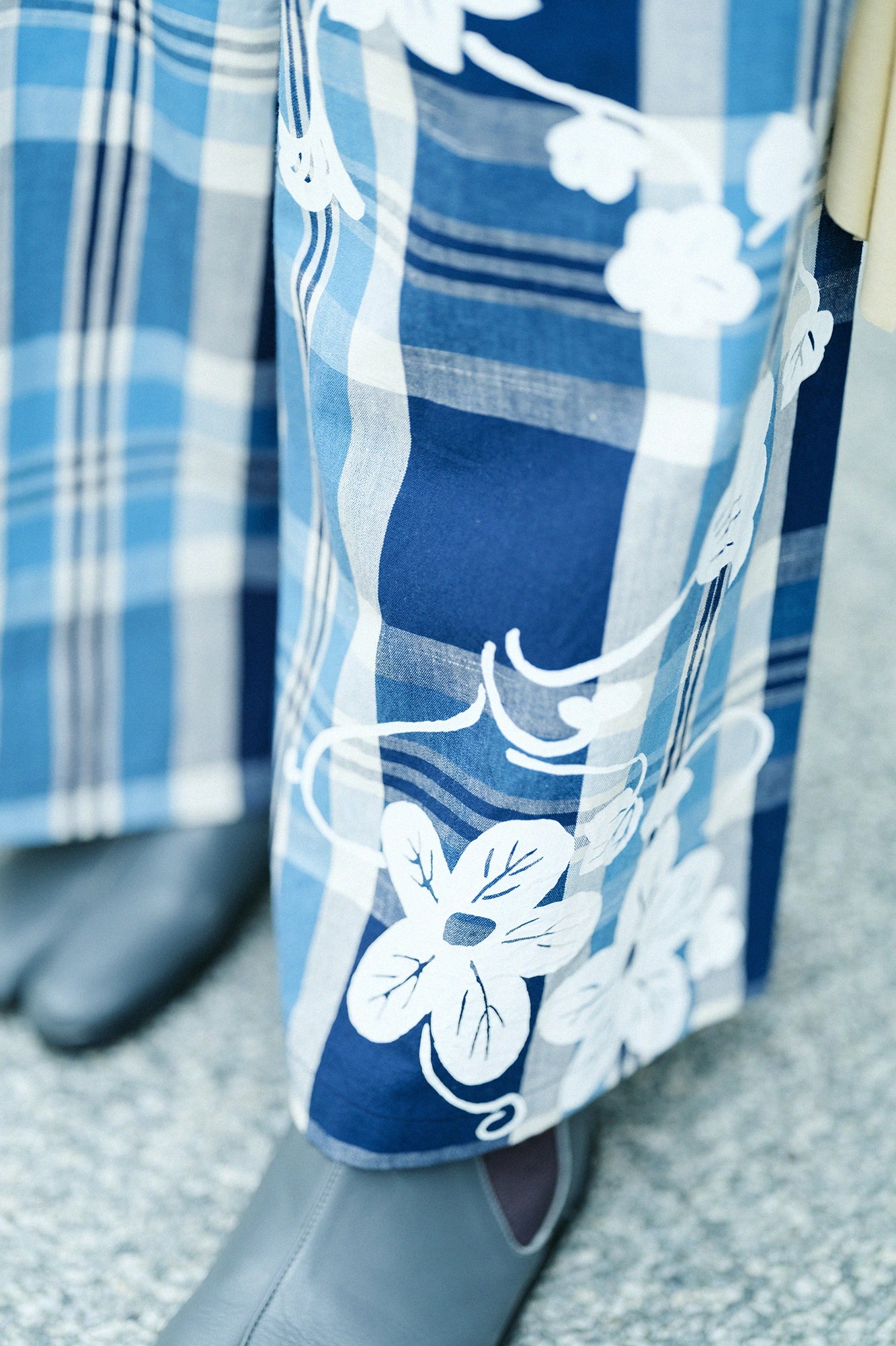 伊勢木綿 20/20 広形（ひろなり）もんぺ／布団縞（ふとんじま） 大格子（おおごうし） 濃紺（のうこん）