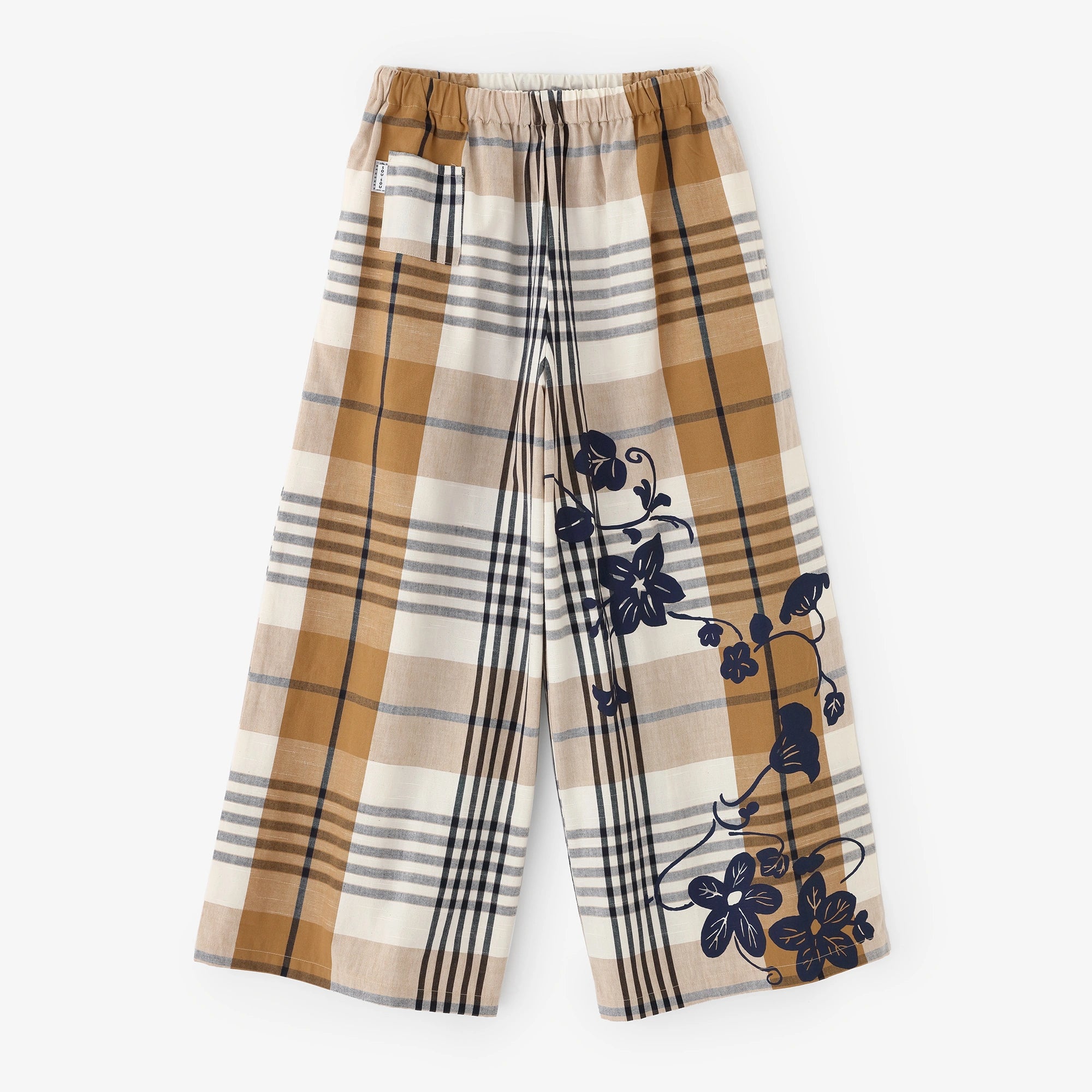 Isemomen Cotton 20/20 Wide-legged Pants／ Layered Lattice Ocher