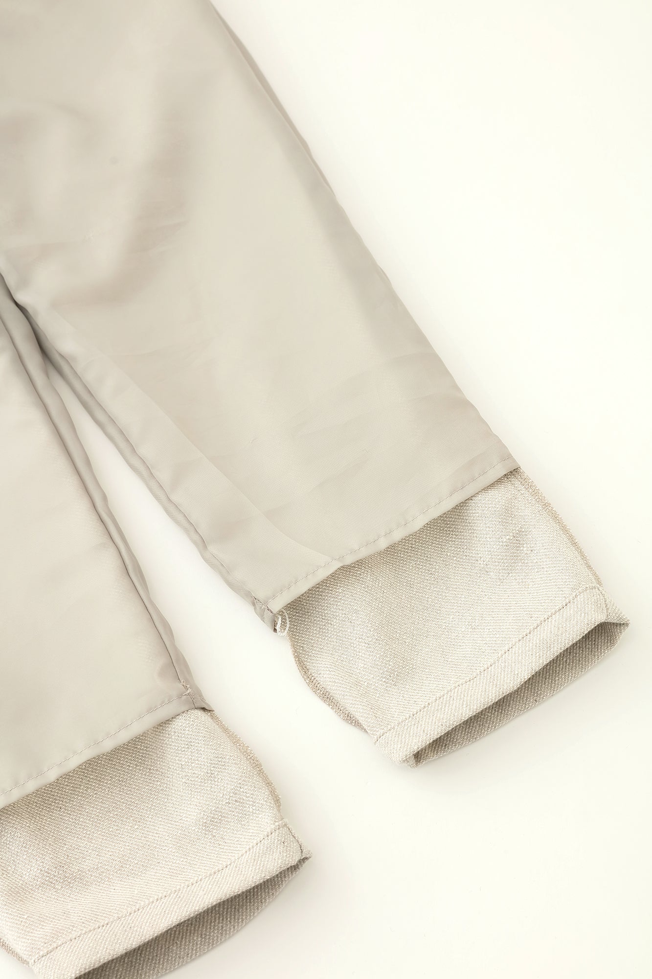 麻絹毛混 二褶 細腿褲／象牙白